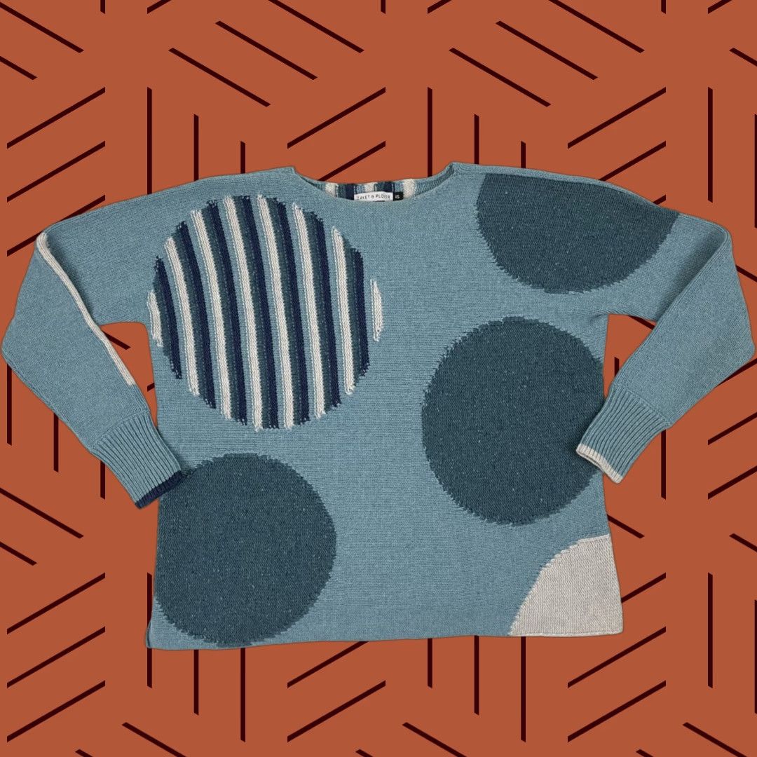 Vintage Zaket & Plover Sweater Womens XS Blue Abstract Circle Motif Merino Wool Blend Size XS / US 0-2 / IT 36-38 - 1 Thumbnail