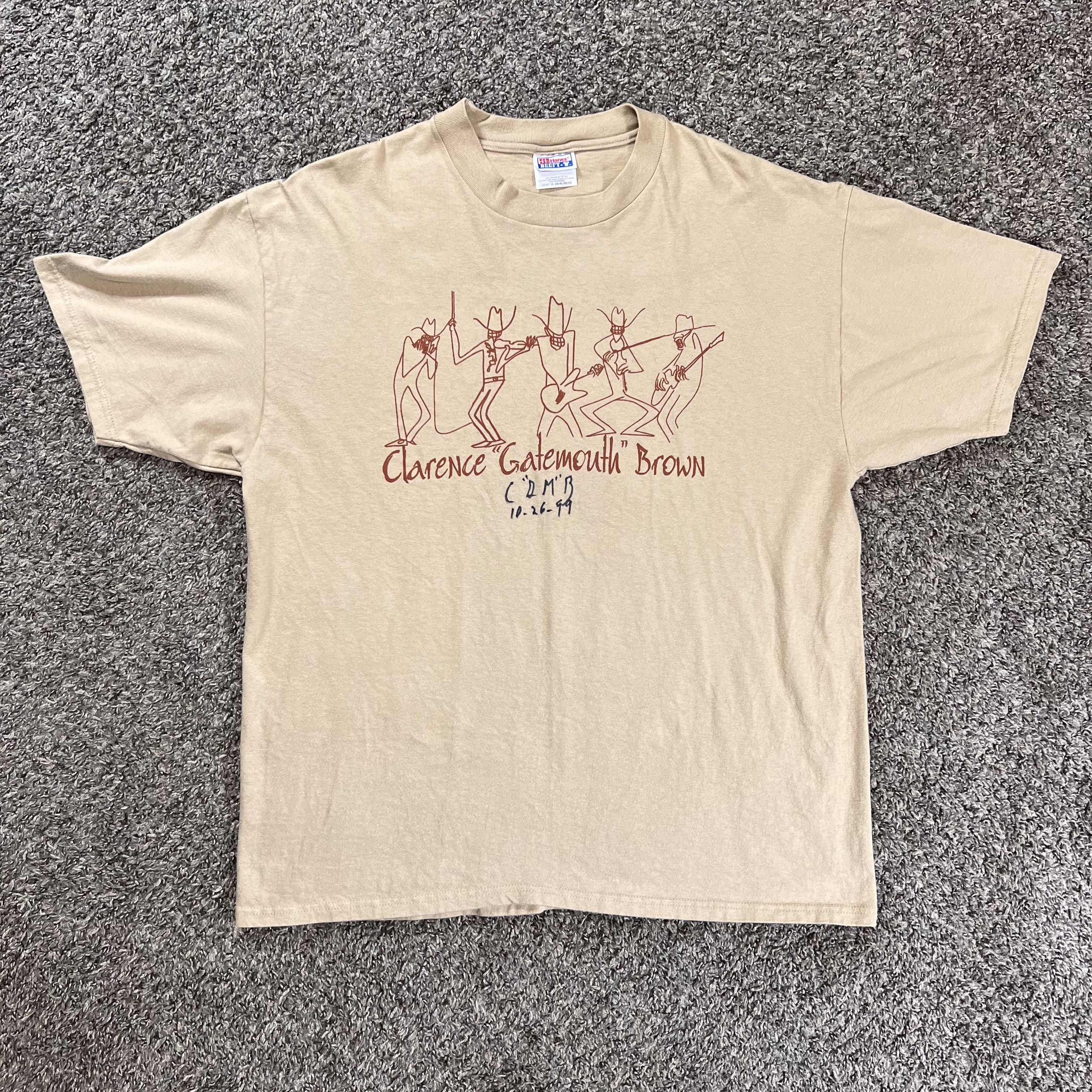 Hanes 1999 Vintage Clarence Gatemouth Brown Autographed T Shirt Size US XL / EU 56 / 4 - 1 Thumbnail