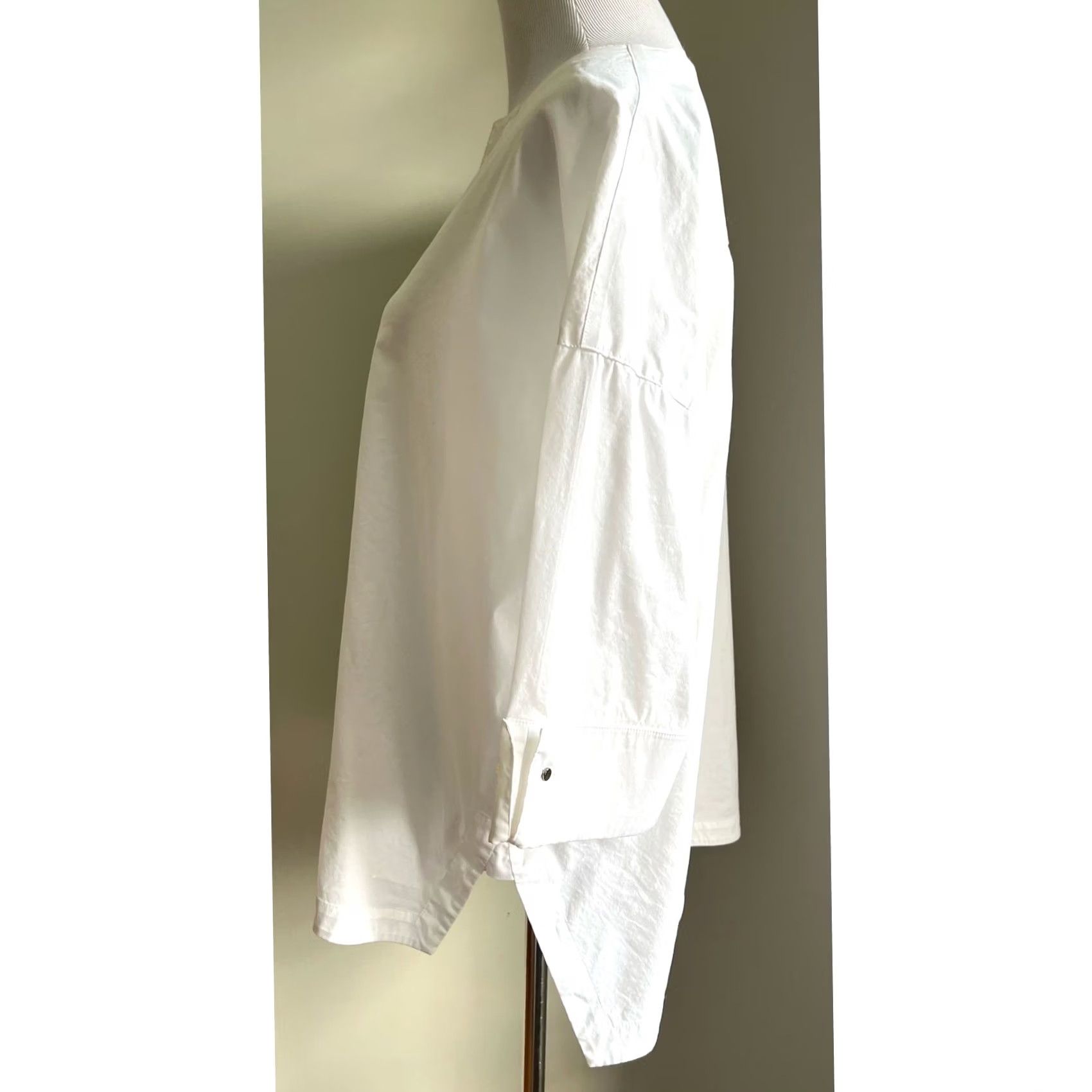 Vintage Ming Wang Blouse Womens XL White Stretch Cotton 3/4 Sleeve Button Front Top Shirt Size XL / US 12-14 / IT 48-50 - 6 Thumbnail