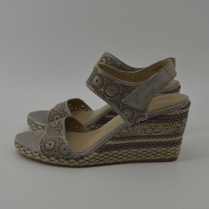 Johnston & Murphy Johnston & Murphy Wedge Sandals Gray Cutout Espadrille 7.5 Size US 7.5 / IT 37.5 - 13 Thumbnail