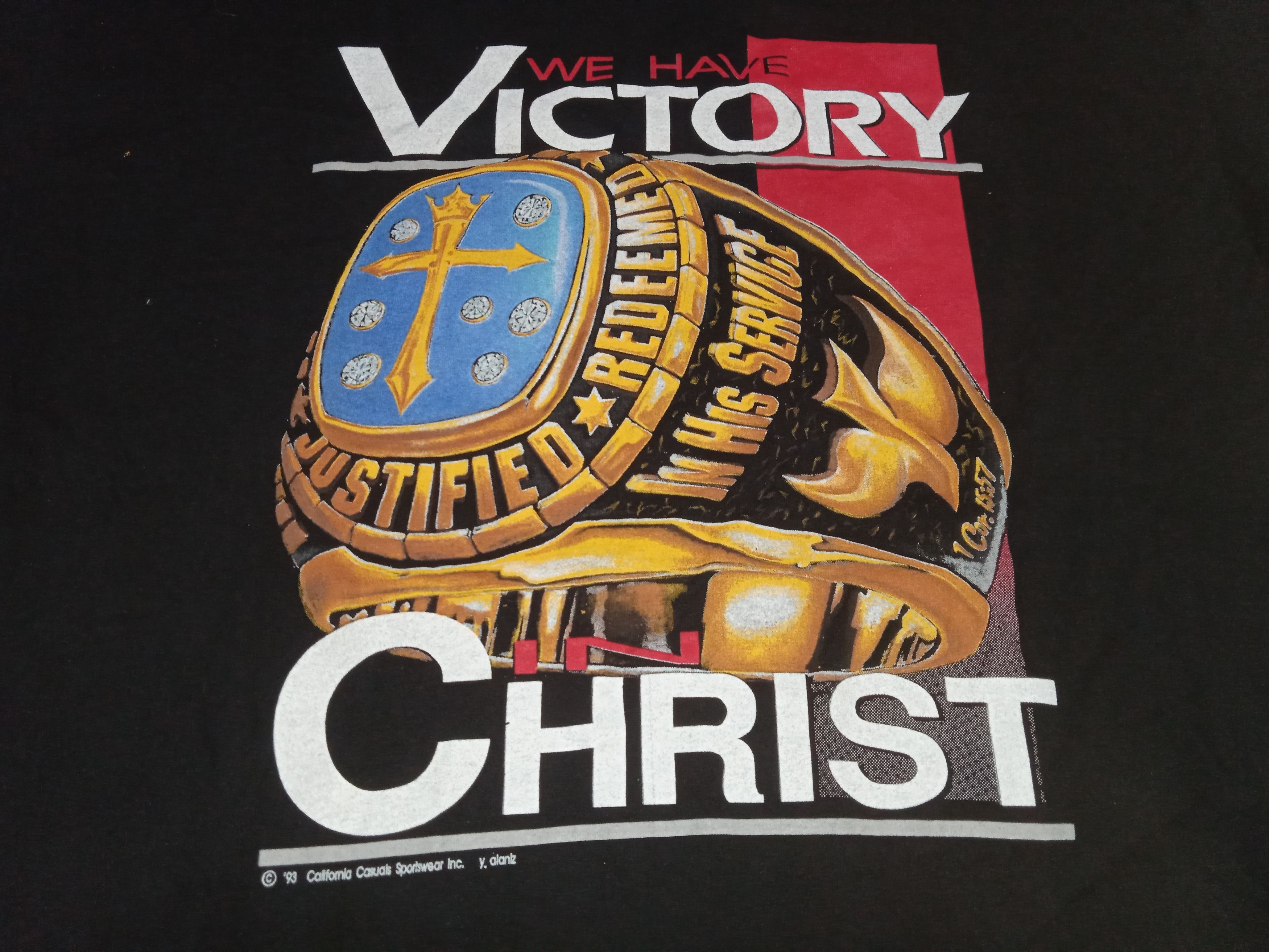Vintage Vintage 90s Victory in Jesus Christ Gospel T-Shirt XL Size US XL / EU 56 / 4 - 4 Thumbnail
