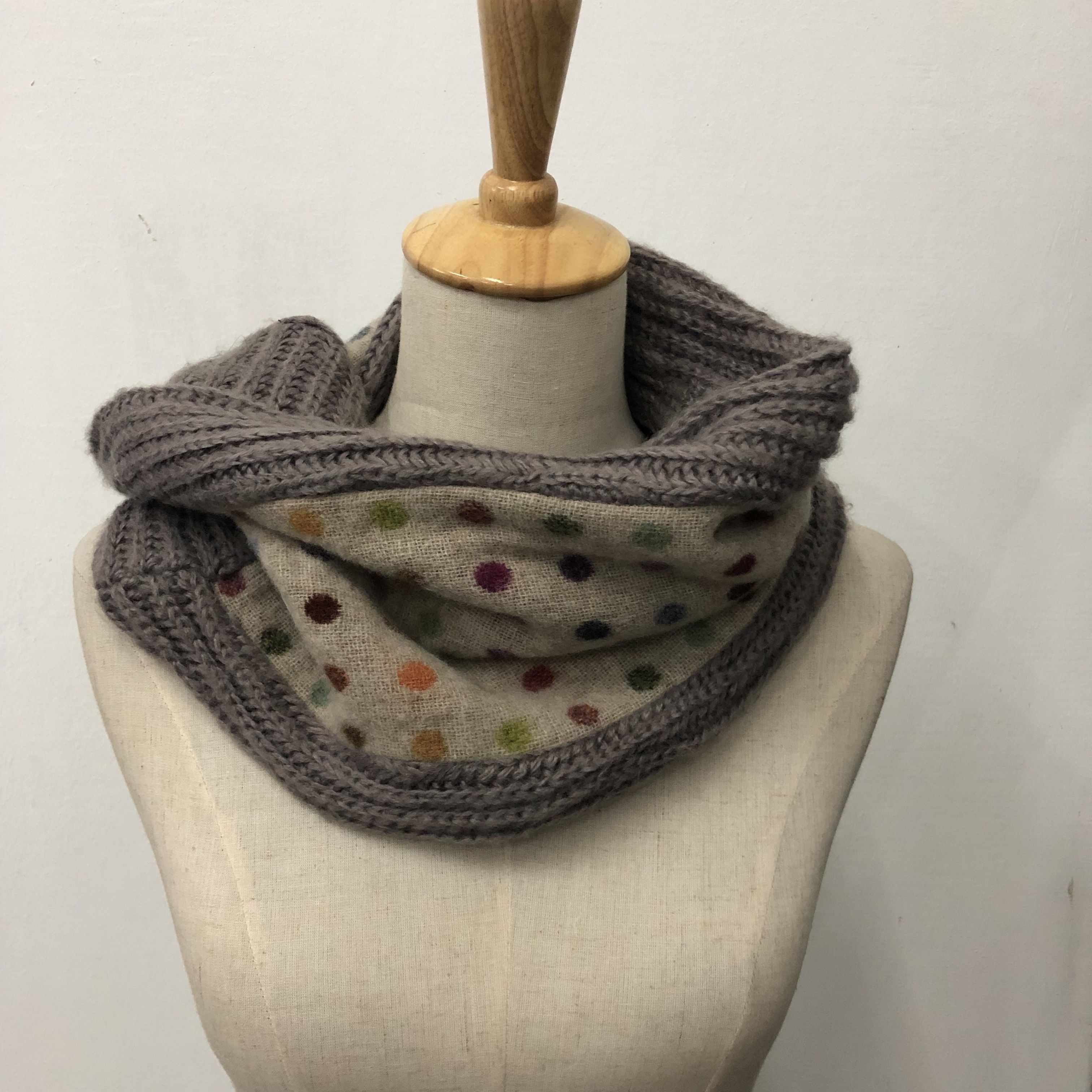 Vintage Moon Polka Dots Infinity Snood Wool Scarf Muffler V1055 Size ONE SIZE - 1 Thumbnail