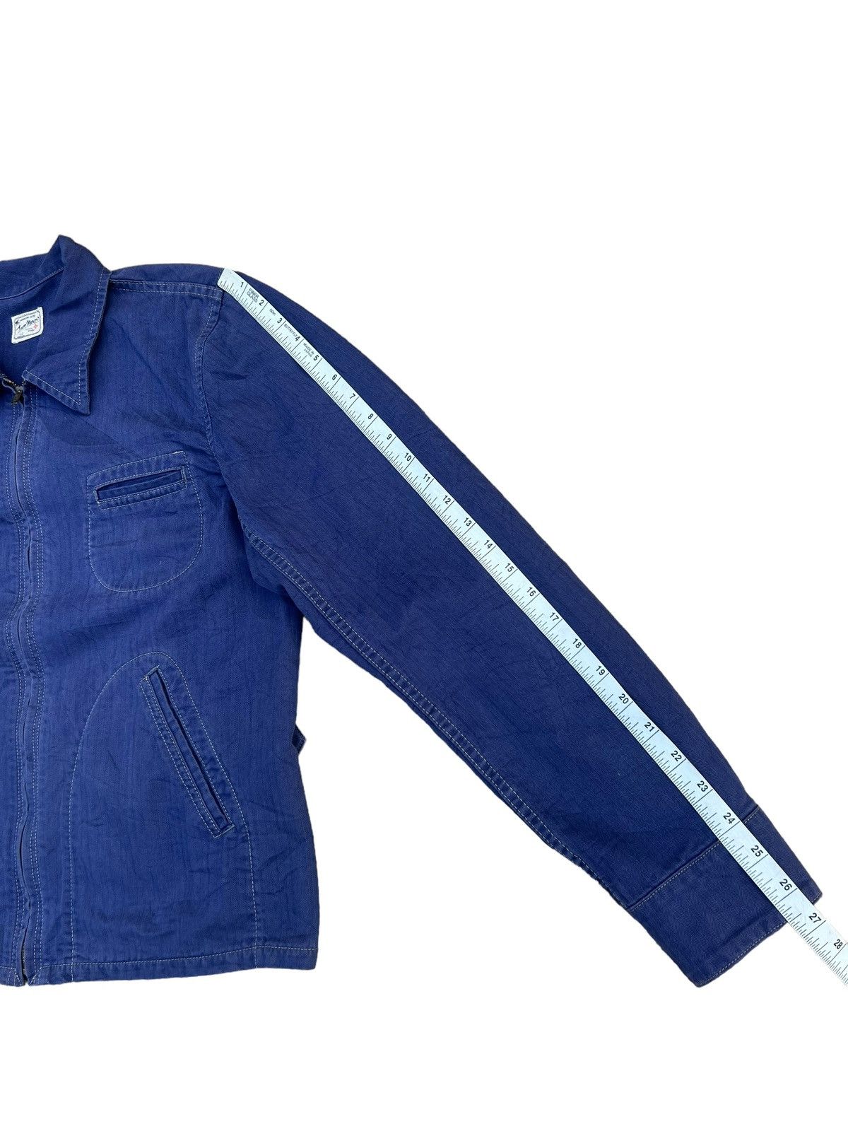 Indigo Two Moon Japan Herringbone Indigo Work Wear Jacket Size US L / EU 52-54 / 3 - 3 Thumbnail