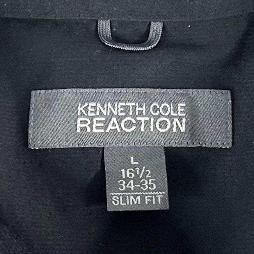 Vintage Kenneth Cole Reaction Dress Shirt Black Cotton Blend Slim 16.5 34/35 Mens Casual Business Shirt Size 46R - 3 Thumbnail