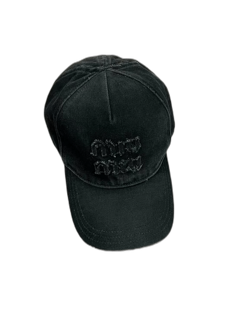 Miu Miu Miumiu Distressed Baseball Cap in Black-yf Size ONE SIZE - 1 Thumbnail
