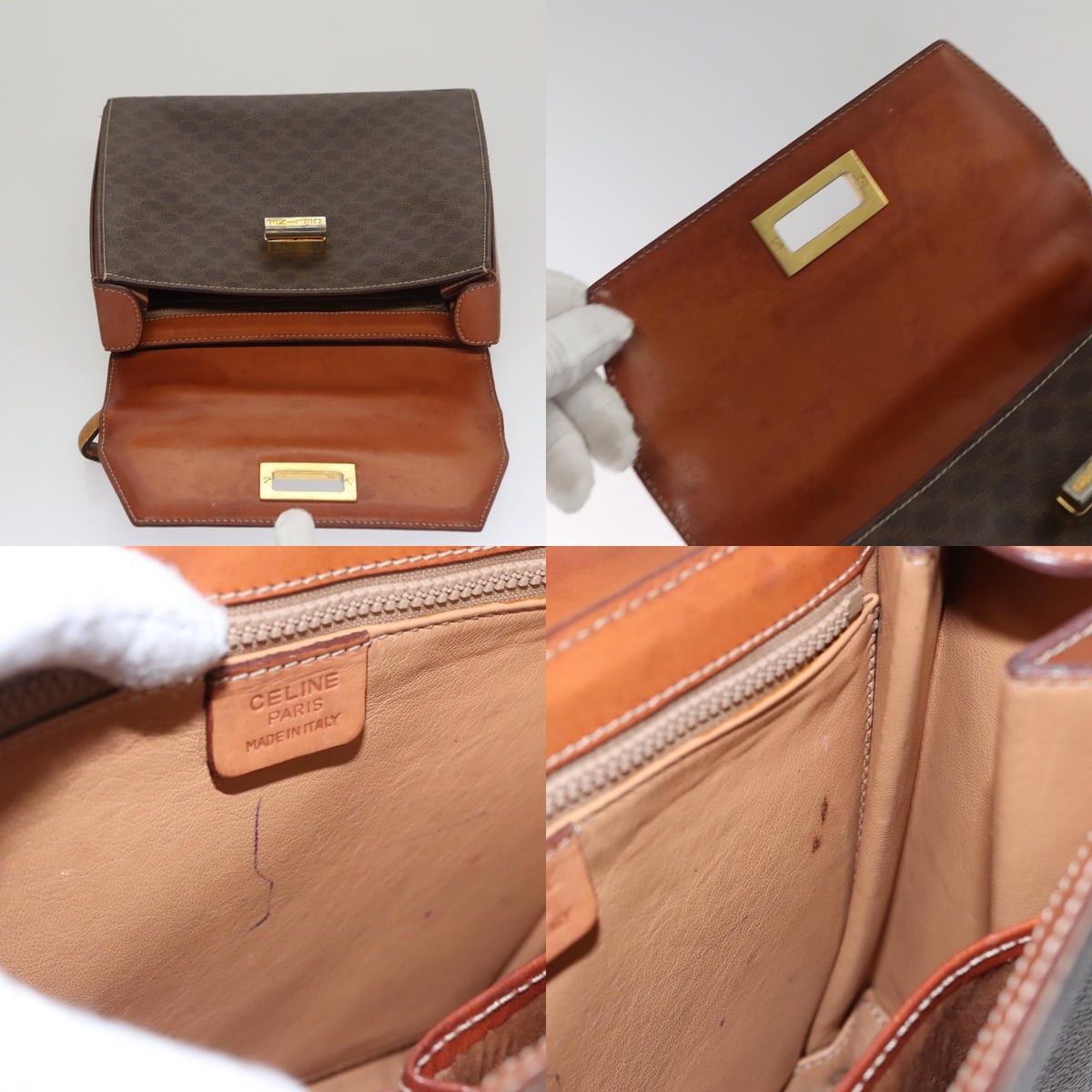 Celine CELINE Macadam Canvas Hand Bag Pvc Leather Brown Size ONE SIZE - 12 Thumbnail