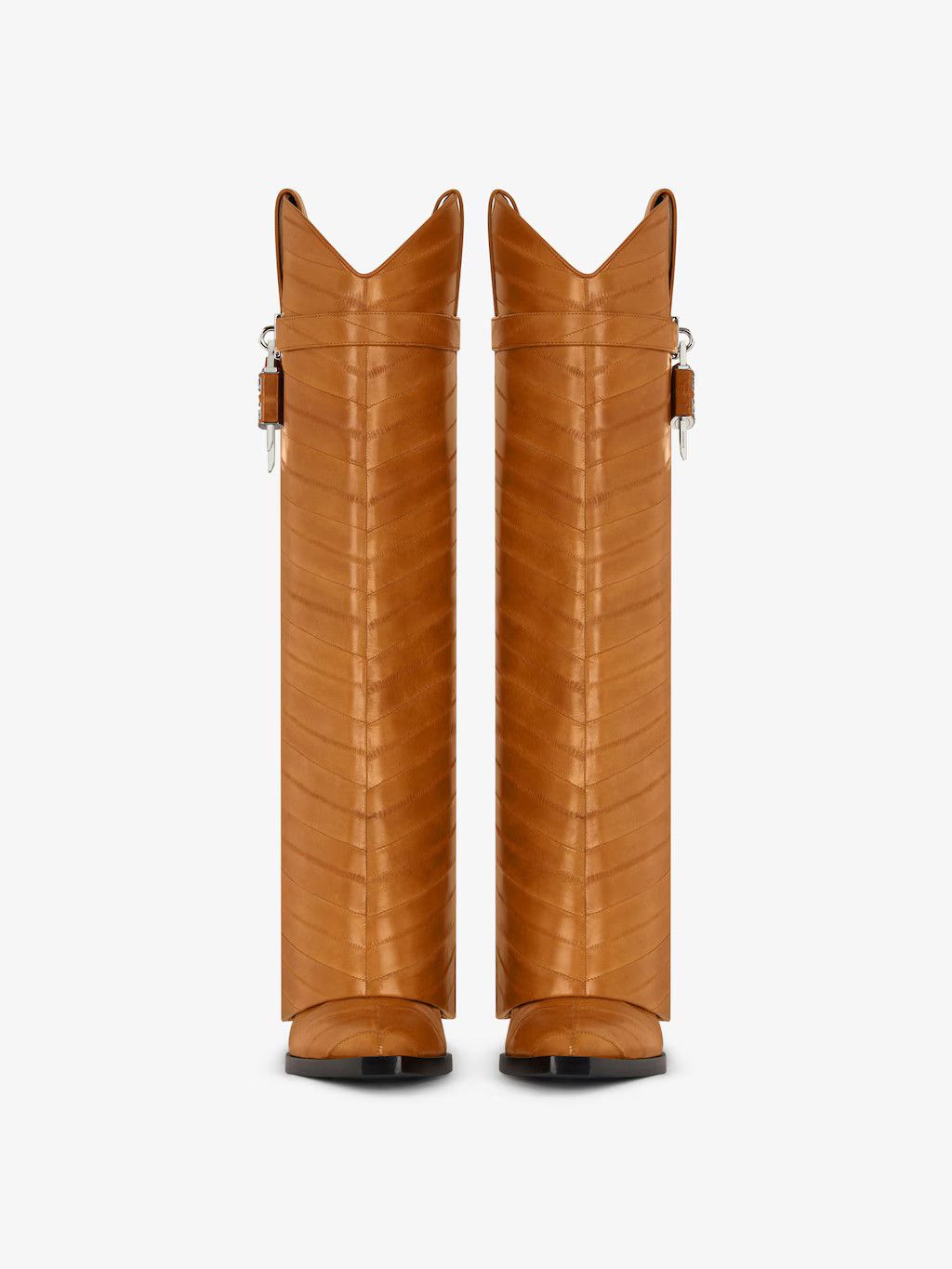Givenchy o1w1db10525 Shark Lock Cowboy Boots in Beige Size US 8 / IT 38 - 3 Thumbnail