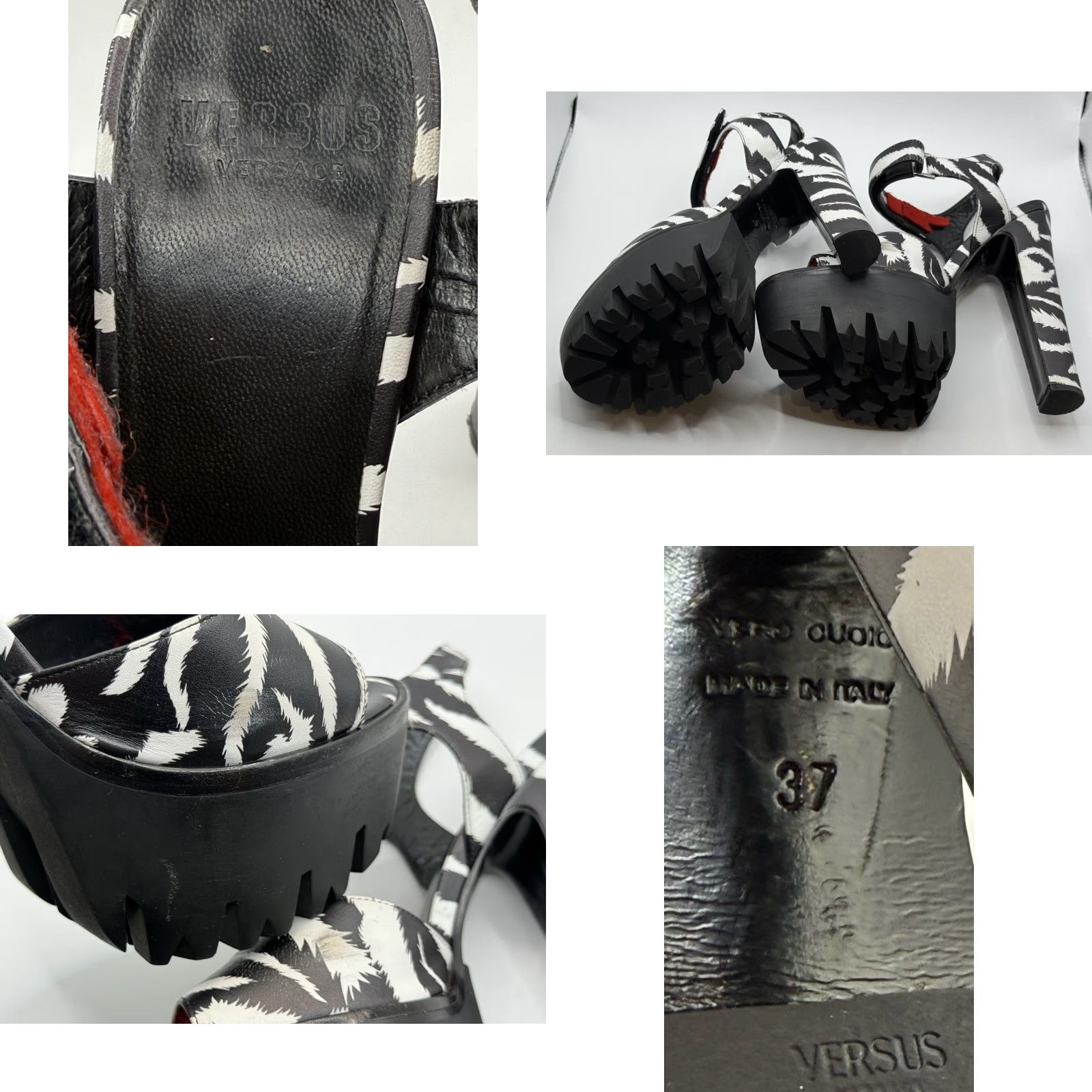 Versace Versus By Versace Zebra Ultra High Heels 37 US 6.5 Leather Mule Women Multicolor Animal Print High Heel Size US 7 / IT 37 - 8 Thumbnail