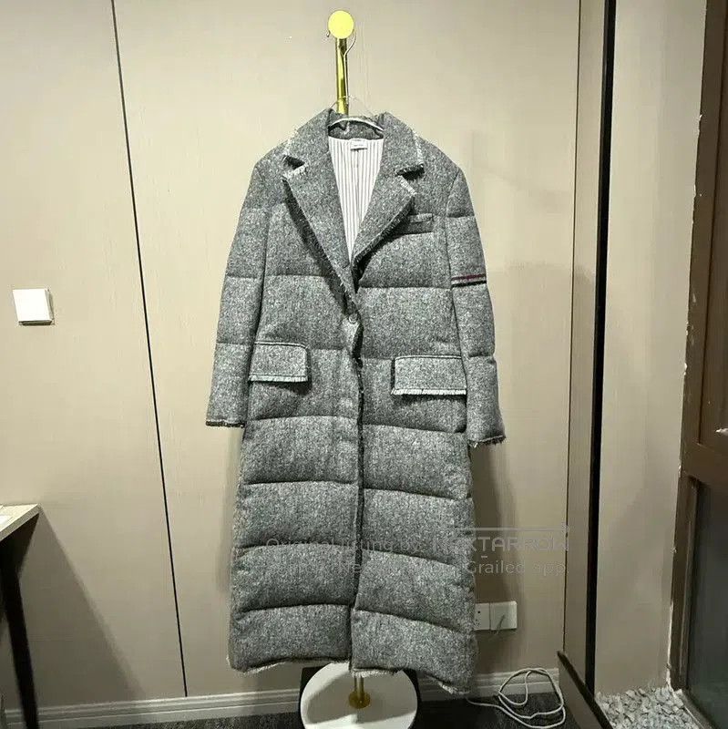 Thom Browne Thom Browne Gray Wool Logo Women's Down Coat . Size XXS / US 00 / IT 34 - 1 Thumbnail
