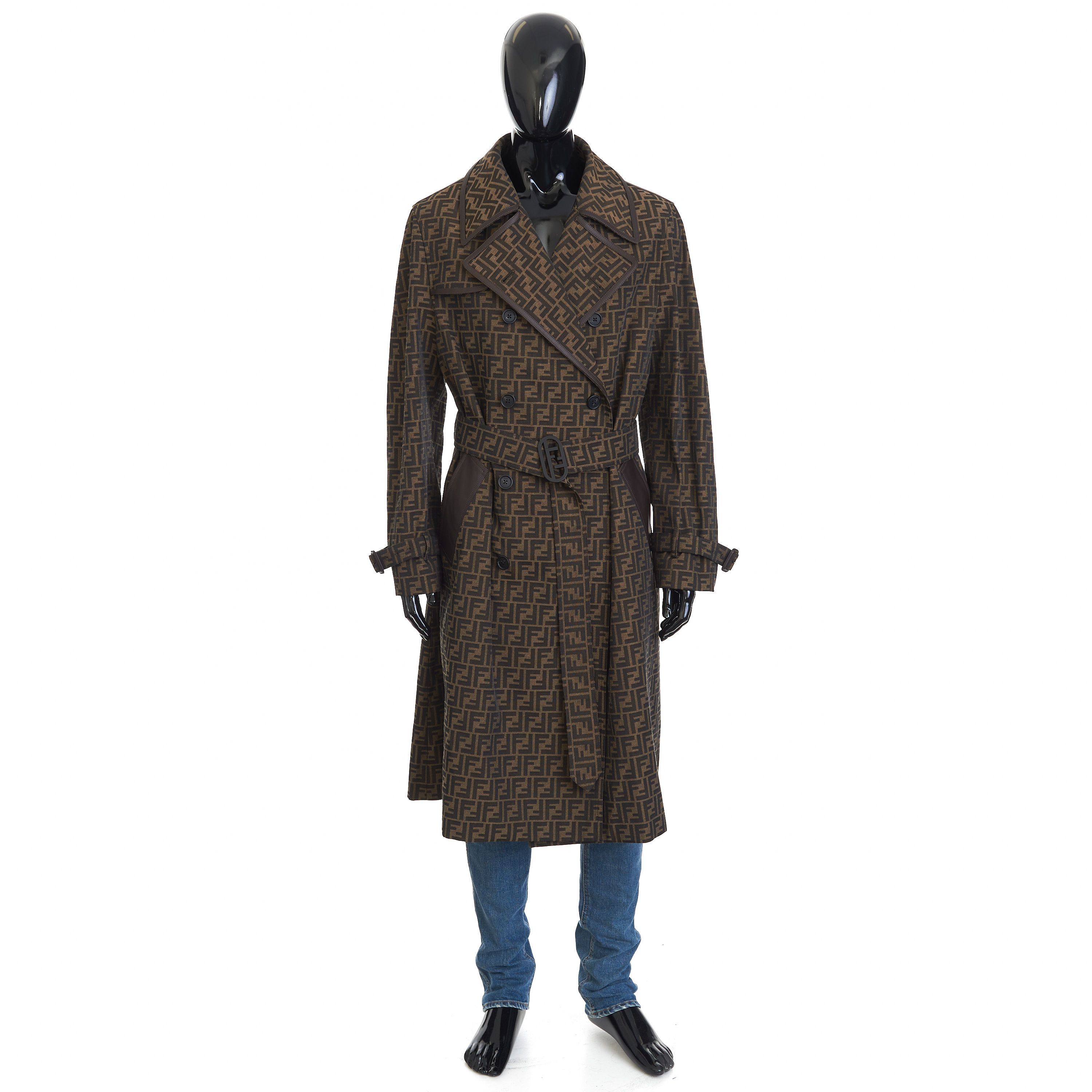Fendi Double Breasted Trench Coat In Brown FF Jacquard Fabric Size US M / EU 48-50 / 2 - 3 Thumbnail