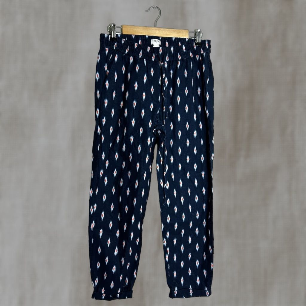 J.Crew J.CREW Womens Pants Ikat Linen Blend Drawstring Blue Southwest 30x26 Size 6 Ankle Size 28" / US 6 / IT 42 - 1 Thumbnail