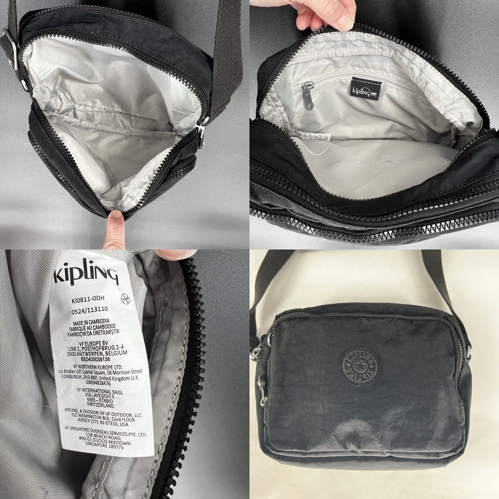 Vintage Kipling Crossbody Bag Annabelle Double Zip Light Nylon Black 11” By 8” Size ONE SIZE - 8 Thumbnail
