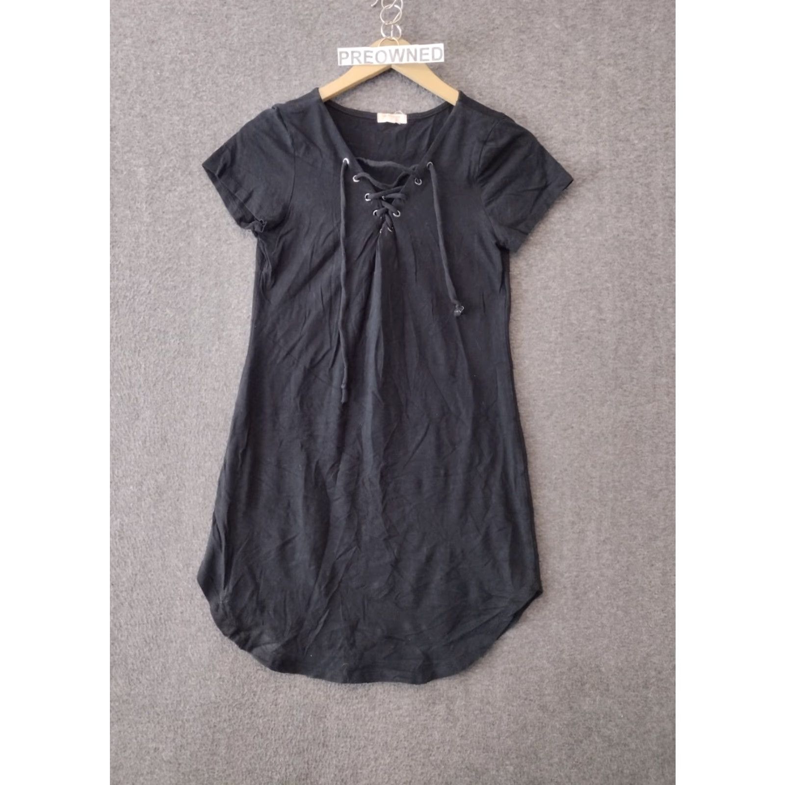 Vintage Heart & Hips Sundress Shirt Dress Juniors M Black Knee Length Cap Sleeve Knit 60% Cotton 35% Rayon 5% Spandex Casual Summer Vintage: No Size 32" / US 10 / IT 46 - 2 Thumbnail