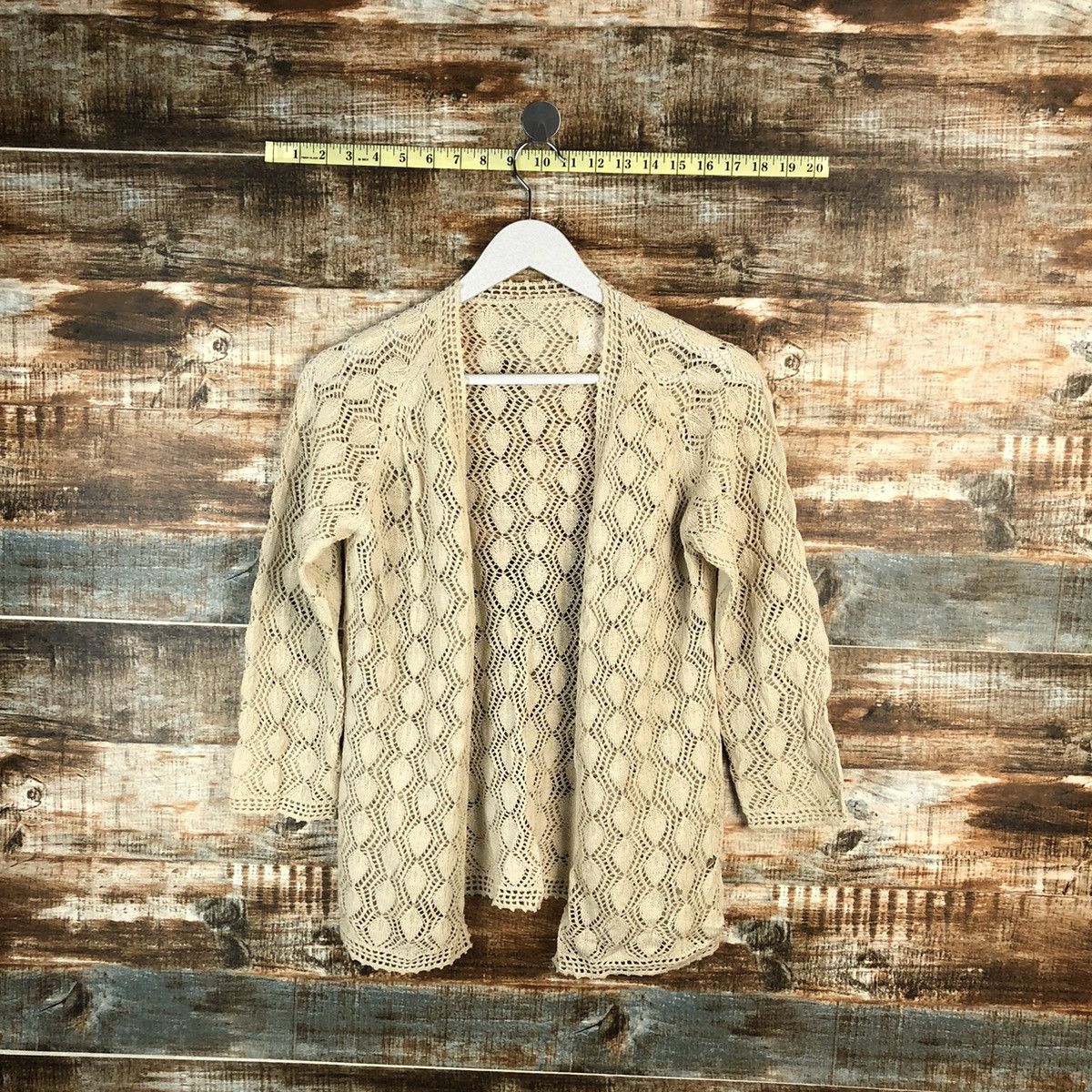 Homespun Knitwear × Japanese Brand Japan vintage crochet meshnet Brown cardigan Knitwear #A1565 Size S / US 4 / IT 40 - 1 Thumbnail