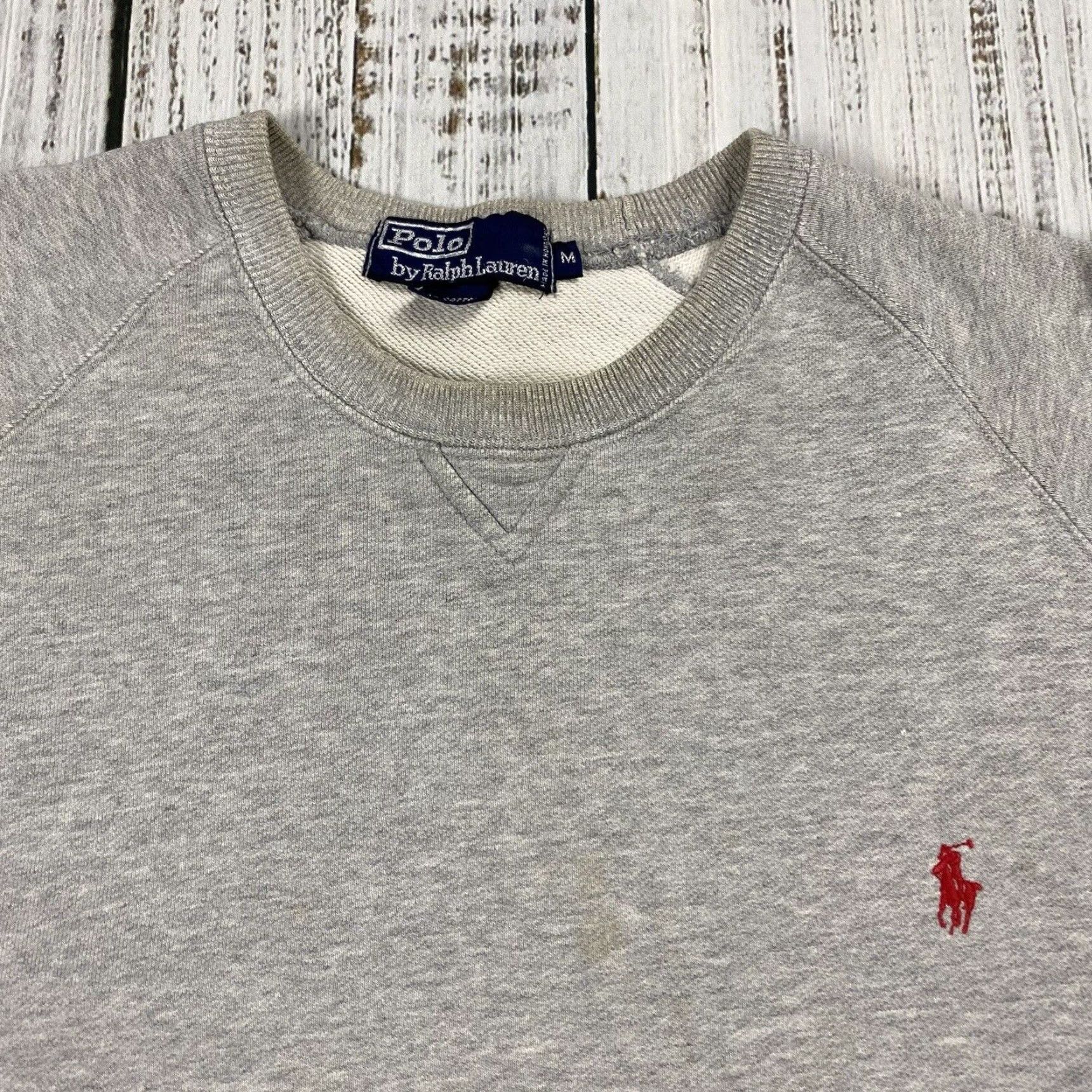 Polo Ralph Lauren VINTAGE Polo Ralph Lauren Crew Neck Sweatshirt Mens M 100% Cotton Gray 90s Athleisure Size US M / EU 48-50 / 2 - 2 Thumbnail
