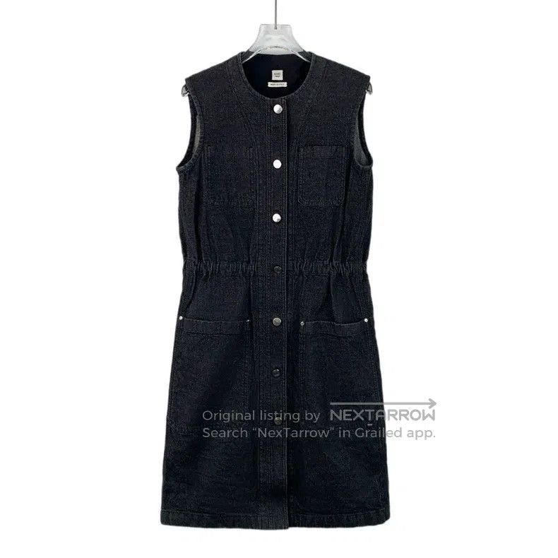 Hermes Hermes Black Denim Round Collar Sleeveless Single Button D Size XXS / US 00 / IT 34 - 1 Thumbnail