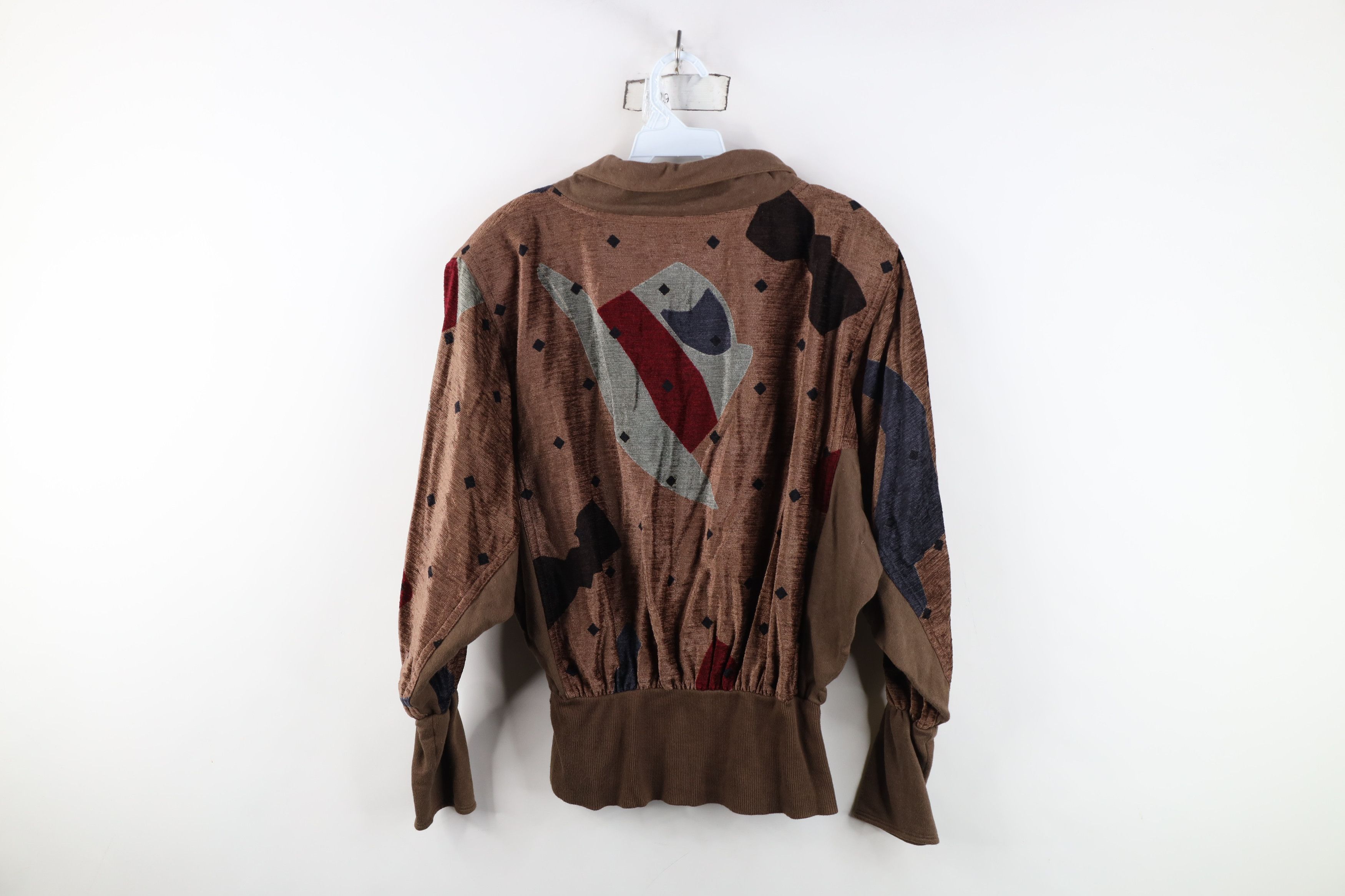Vintage Vintage 80s Mid Mod Geometric Silk Collared Pullover Sweater Size L / US 10 / IT 46 - 12 Thumbnail