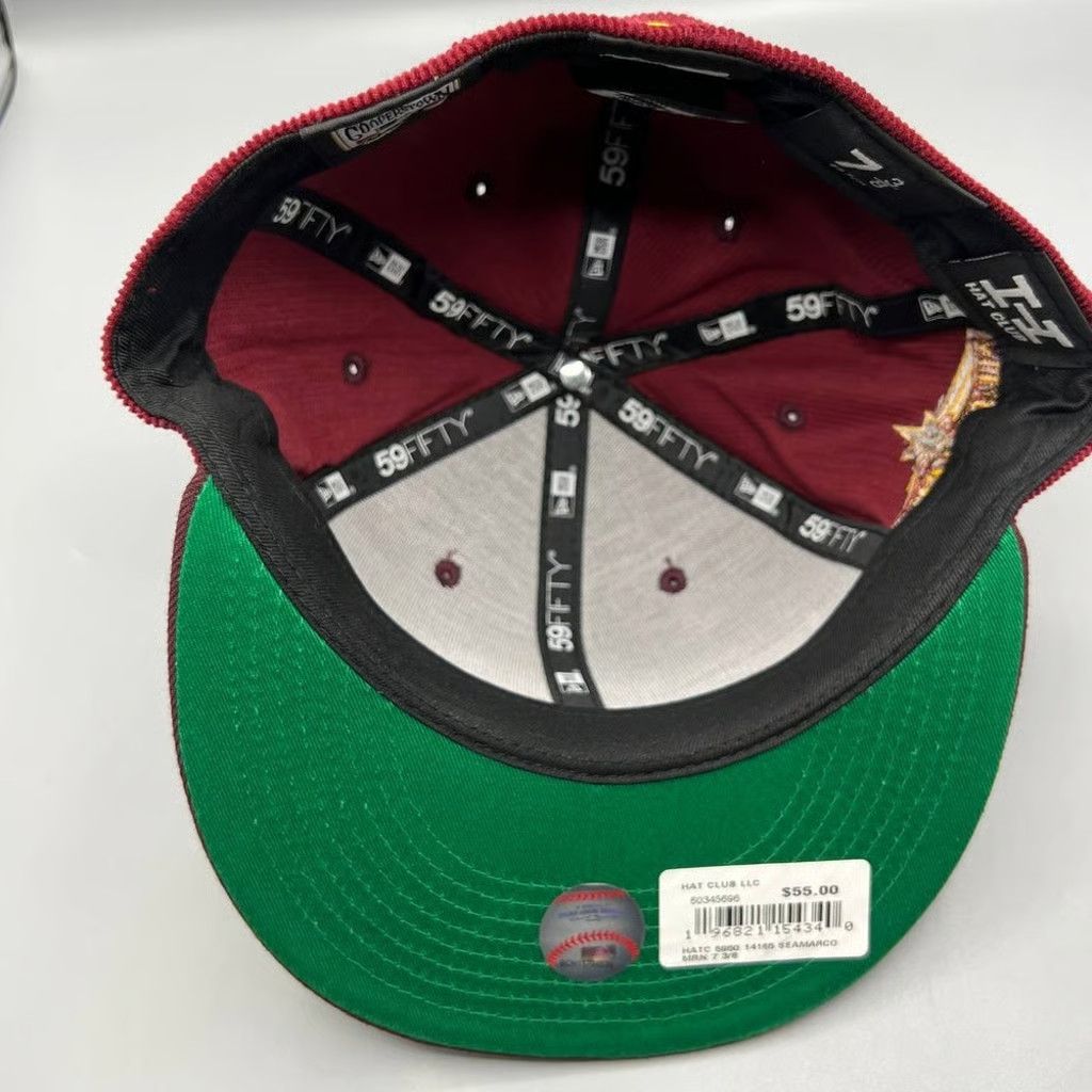 New Era Seattle Mariners Hat Men 7 3/8 Red Green Corduroy Fitted Cap Size ONE SIZE - 7 Thumbnail