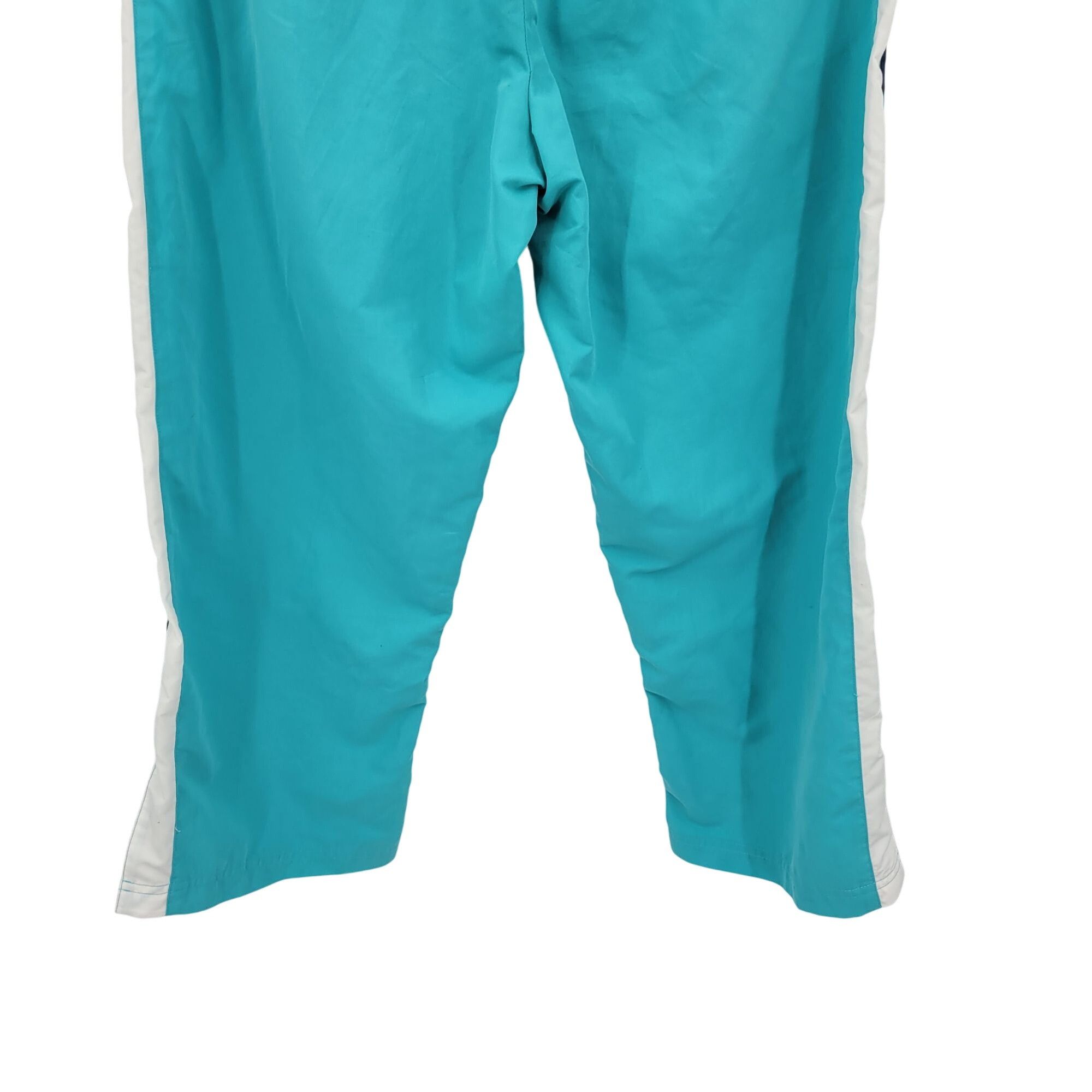 Vintage Vtg 80s Turquoise Track Pants L High Rise Drawstring Elastic Size 31" - 2 Thumbnail