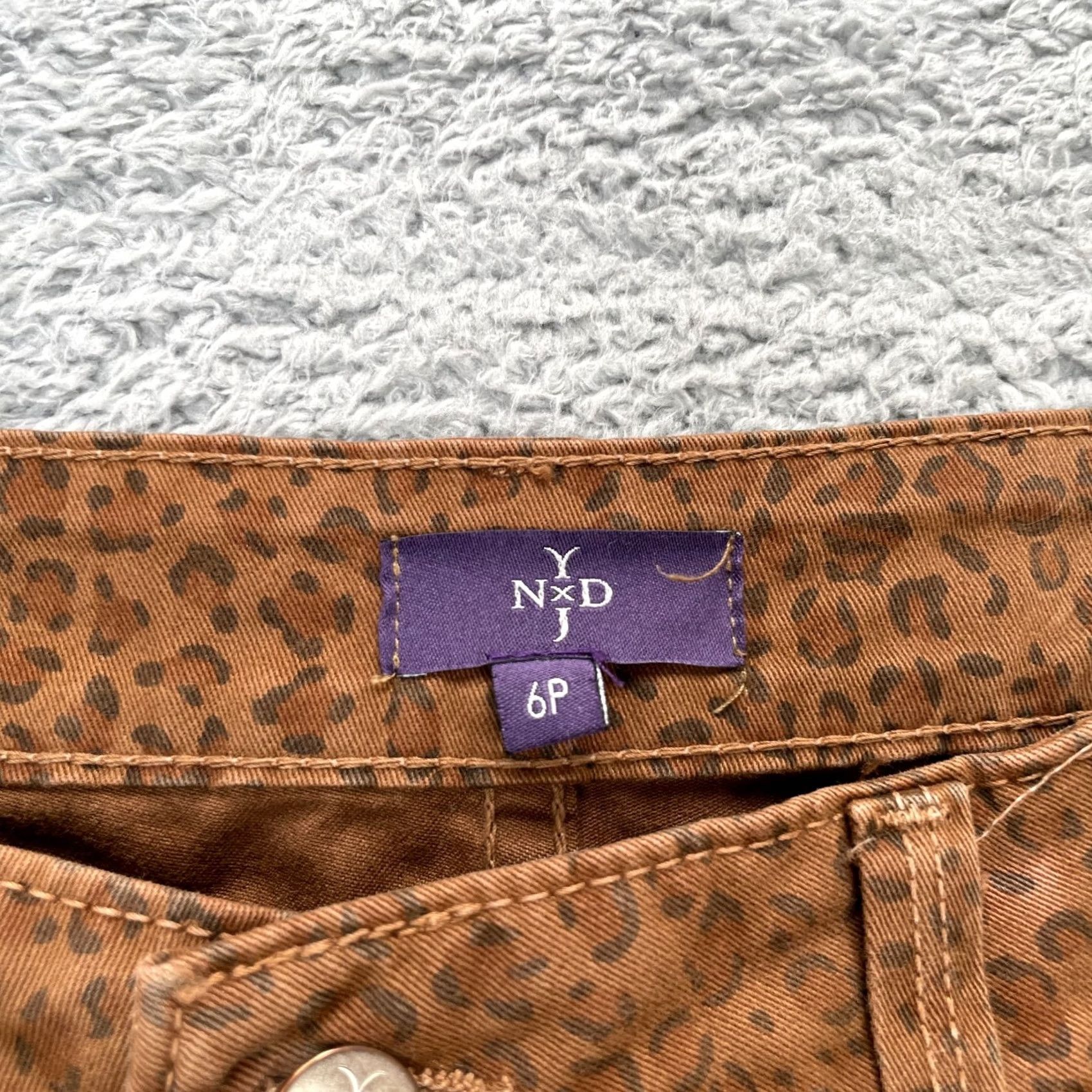 NYDJ NYDJ Womens 6P Brown Ankle Straight Leg Leopard Print Denim Cotton Stretch Jeans Size 24" / US 00 / IT 34 - 3 Thumbnail