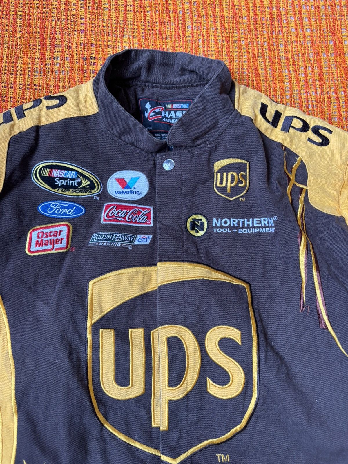 Chase Authentics NASCAR UPS Racing Team brown & yellow jacket Size US L / EU 52-54 / 3 - 2 Thumbnail