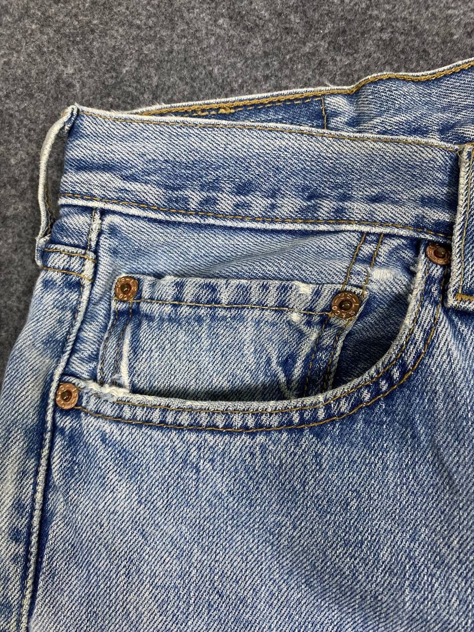 Levi's vintage levis 501 lightwash distressed denim nice design Size US 35 - 11 Thumbnail