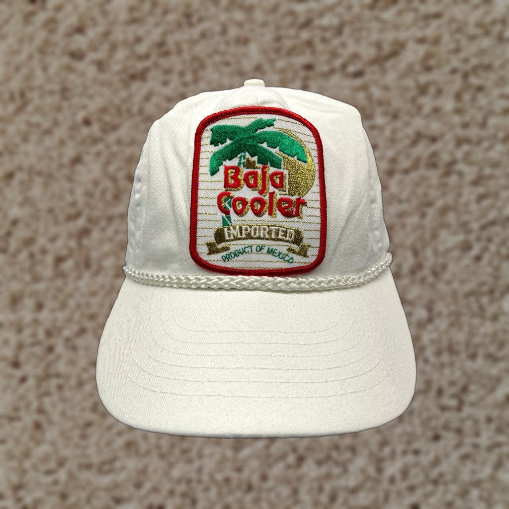 Roper VINTAGE Baja Cooler Hat Strap Back Adult One Size White Beer Mexico Rope 90's Size ONE SIZE - 1 Thumbnail