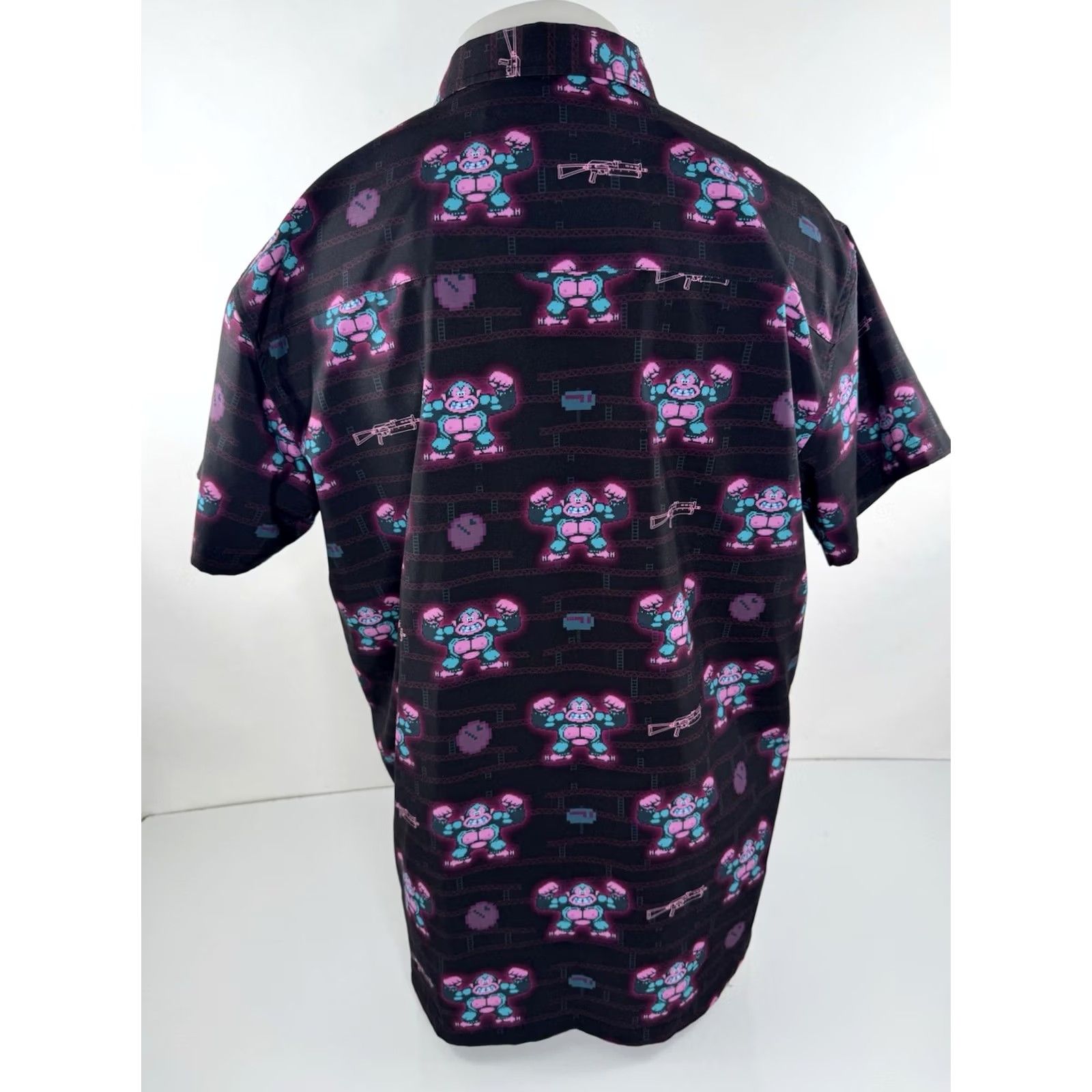 Vintage RETRO RIFLE Donkey Kong Arcade 4 Mens XL Shirt Retro Black Short Sleeve Button-Up Vintage? Size US XL / EU 56 / 4 - 3 Thumbnail