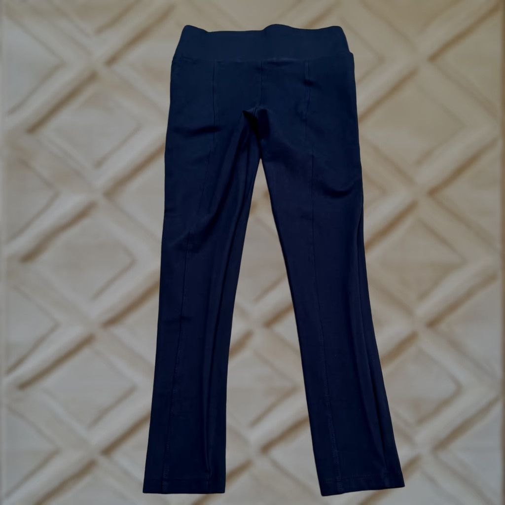 Vintage Betabrand Slim Skinny Dress Pants Womens Large Navy Blue Mid Rise Stretch Knit Shirts? Size 36" / US 14 / IT 50 - 1 Thumbnail