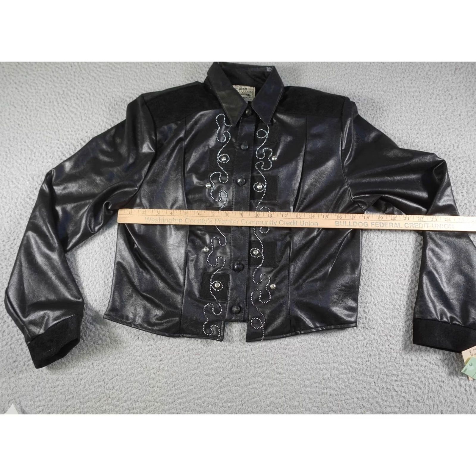 Vintage VINTAGE 1849 Authentic Ranchwear Western Jacket Womens Small Black Faux Leather Beaded Embroidered Show Size S / US 4 / IT 40 - 5 Thumbnail