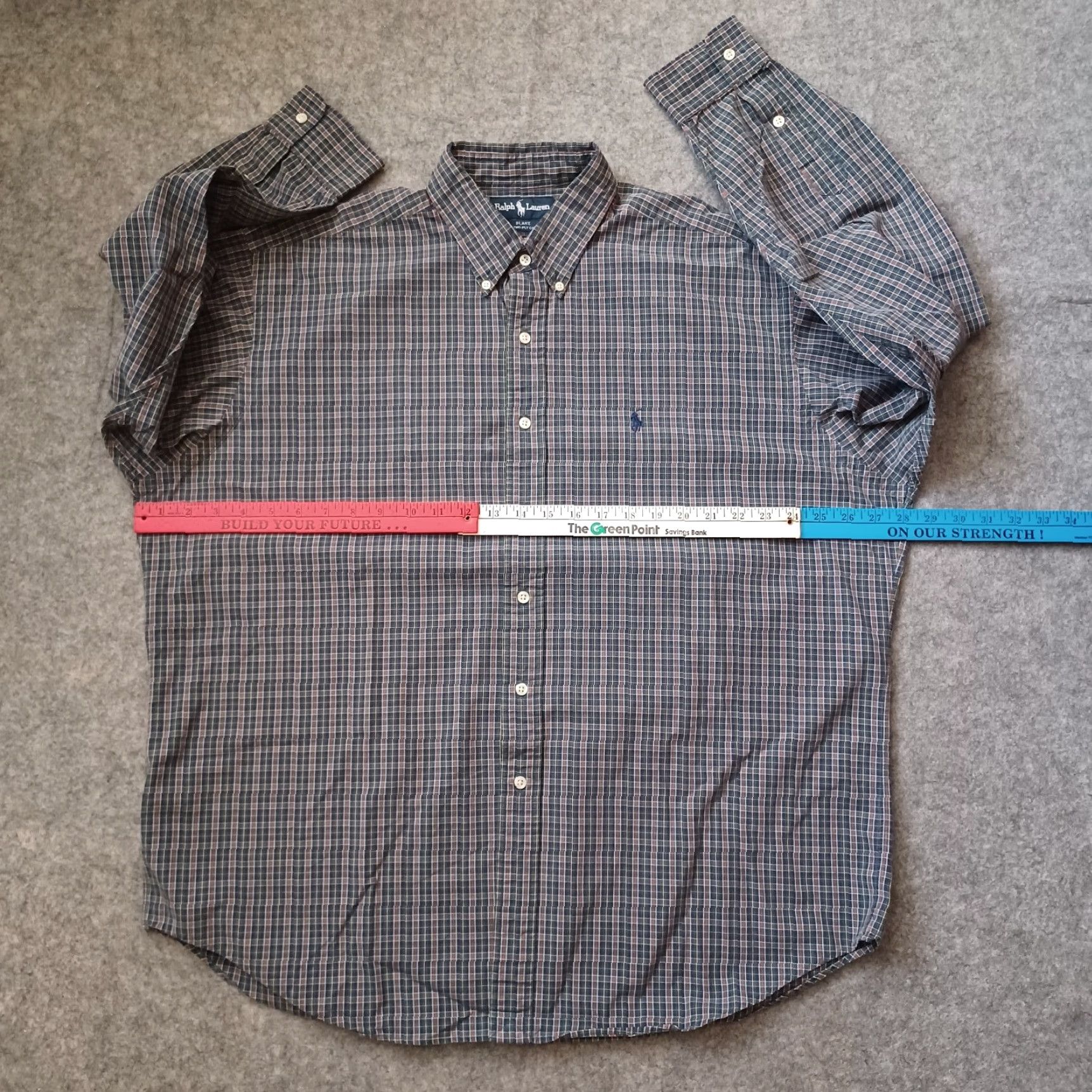 Ralph Lauren VINTAGE Ralph Lauren Shirt Mens XL Blue Plaid Blake Two Ply Cotton Button Down Size US XL / EU 56 / 4 - 4 Thumbnail