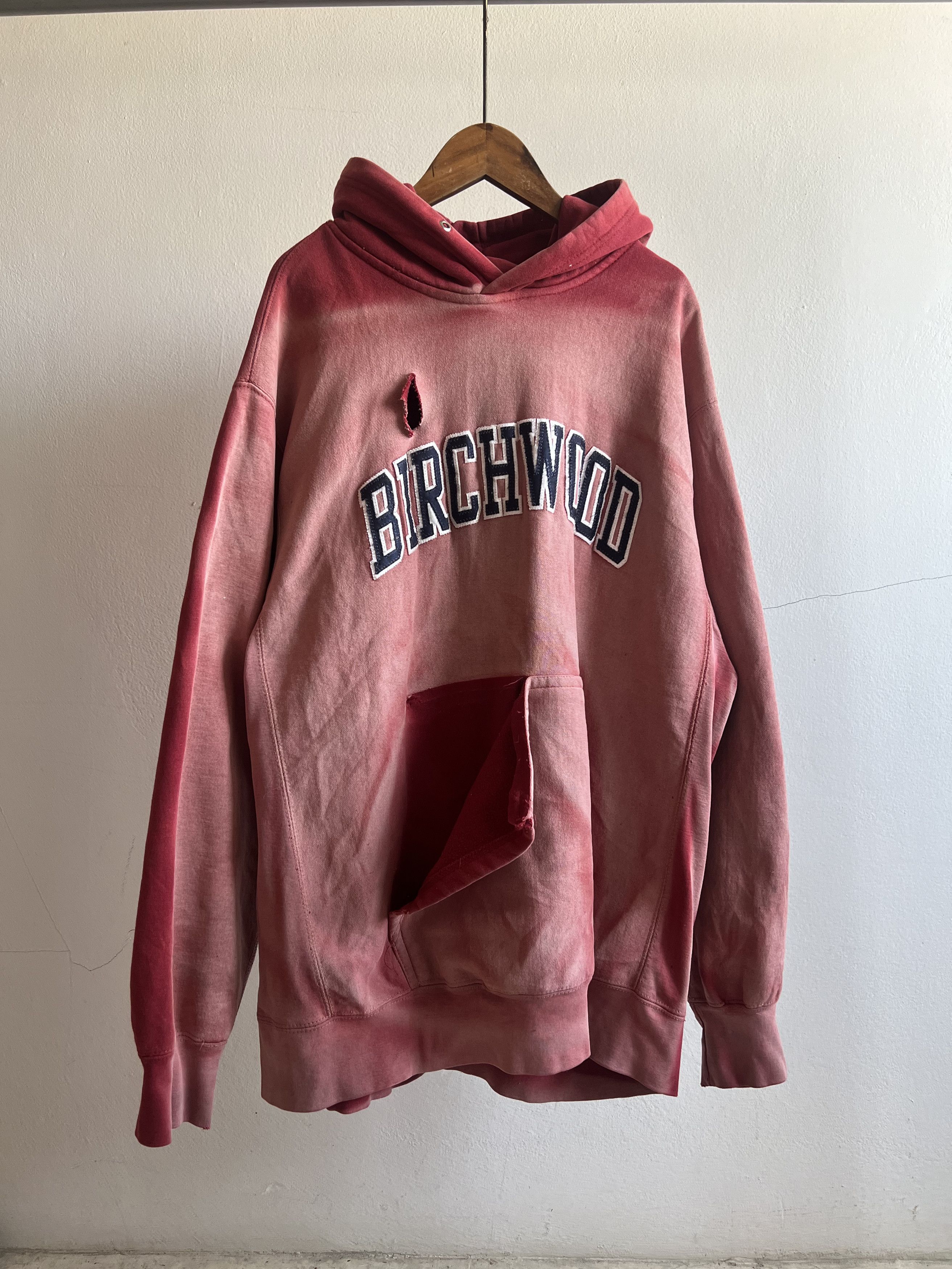 Vintage THRASHED FADED BIRCHWOOD HOODIE DISTRESSED GRUNGE Size US M / EU 48-50 / 2 - 1 Thumbnail