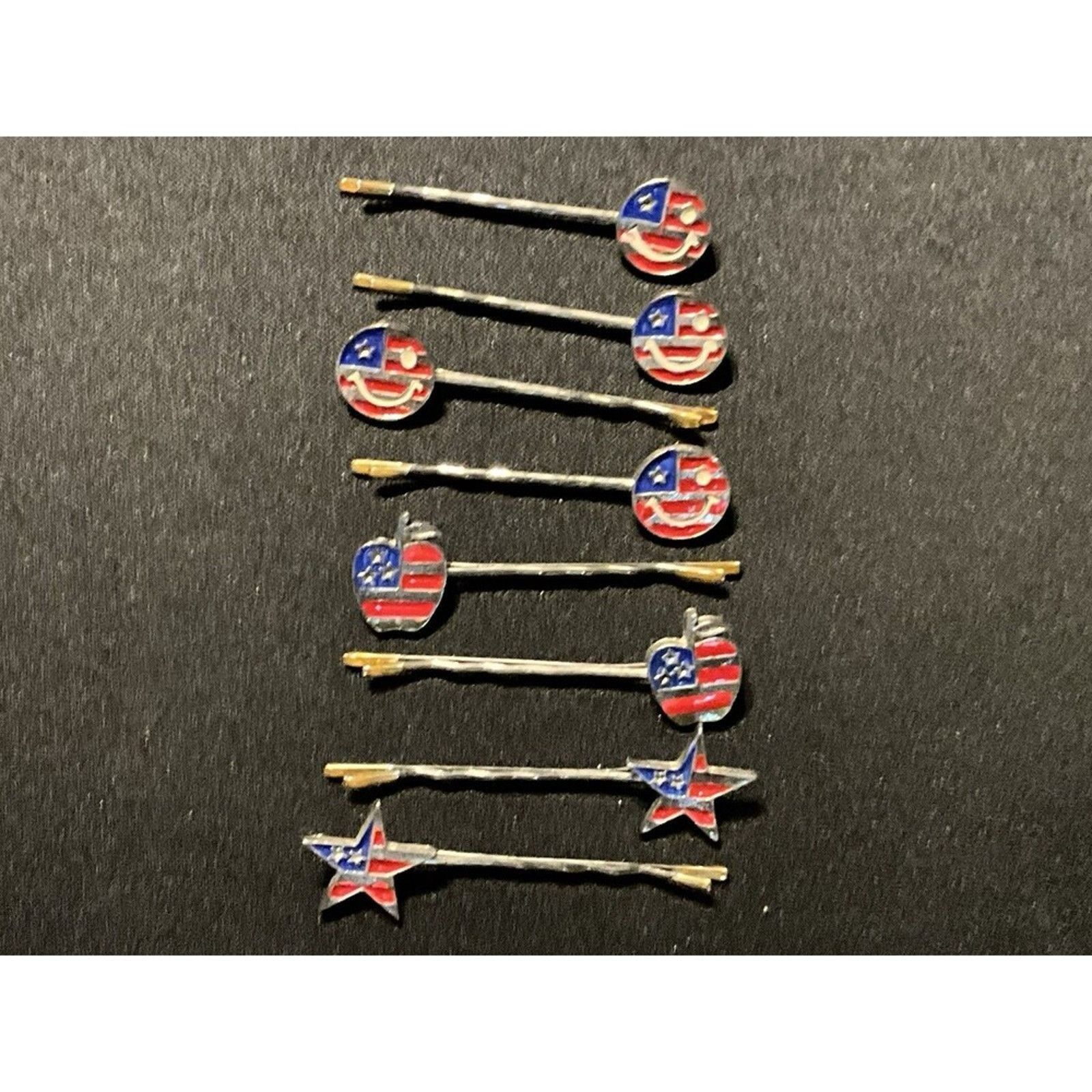 Other Vintage Set Of 8 American Patriotic Enamel Hair Pins Size ONE SIZE - 1 Thumbnail