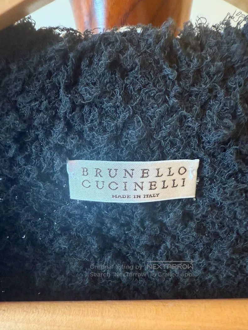 Brunello Cucinelli Brunello Cucinelli Black Furry Fabric with White Stripe De Size M / US 6-8 / IT 42-44 - 3 Thumbnail