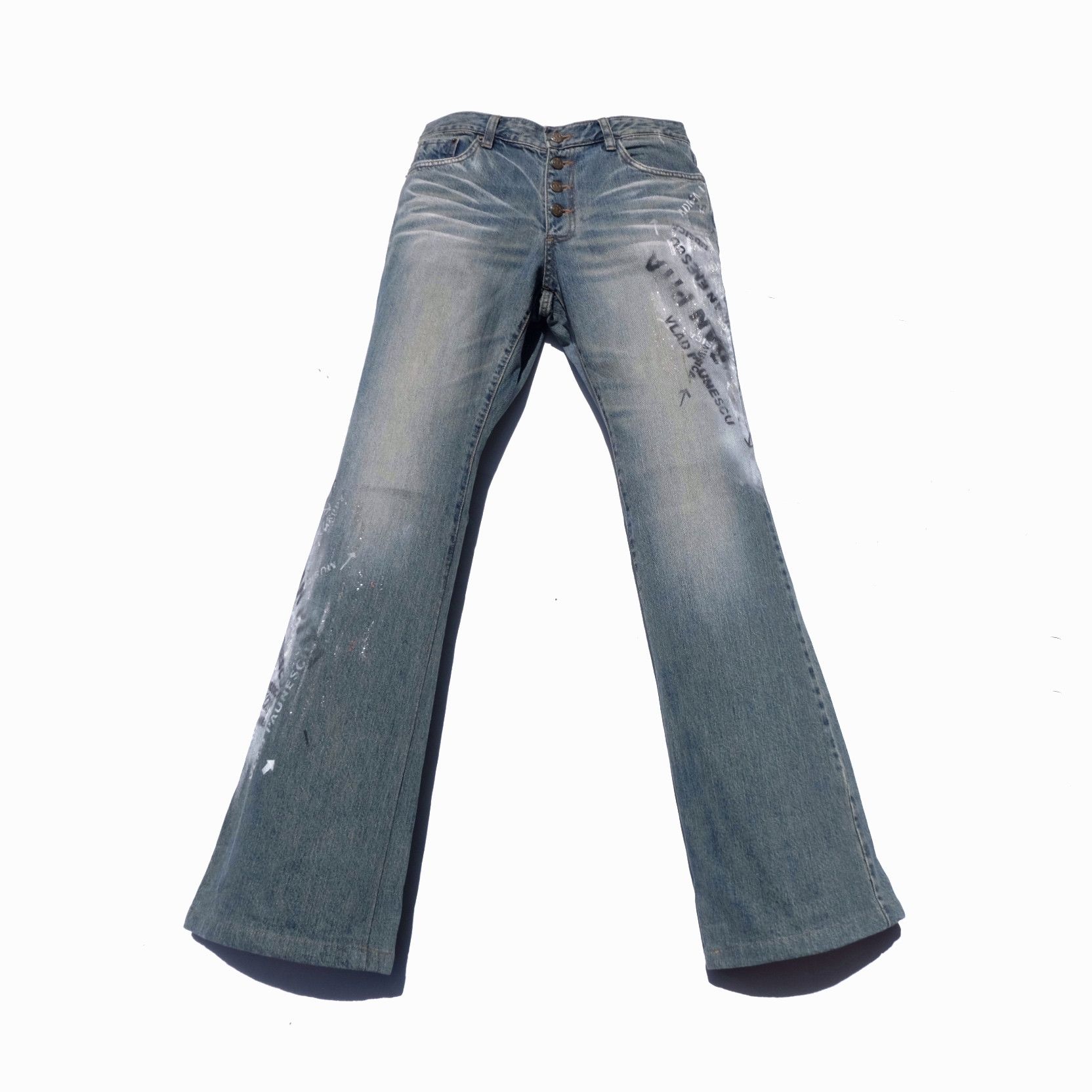 Image of Le Grande Bleu L G B x Tornado Mart Flare Jeans in Washed Blue, Men's (Size 31)