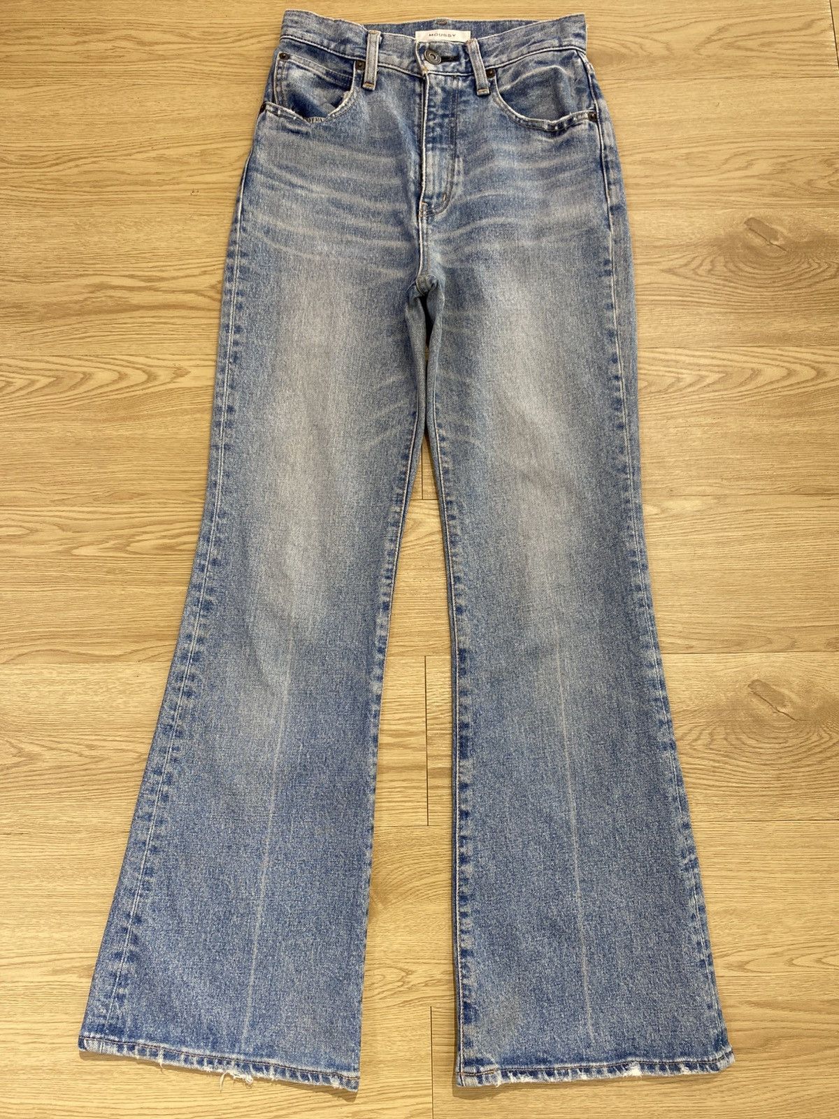 MOUSSY Moussy Acid Blue Wash Whiskers Style Flare Jeans Size US 26 / EU 42 - 1 Thumbnail
