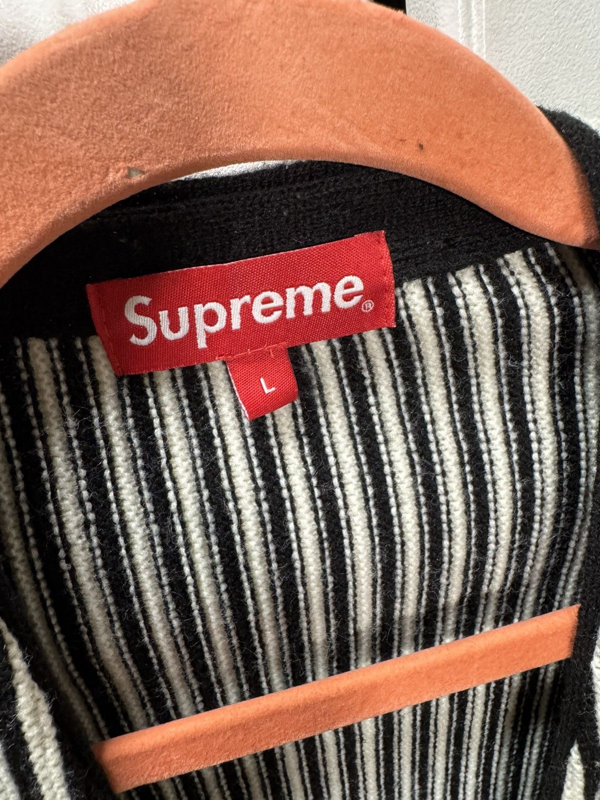 Supreme Pinstripe supreme knit cardigan Size US L / EU 52-54 / 3 - 3 Thumbnail