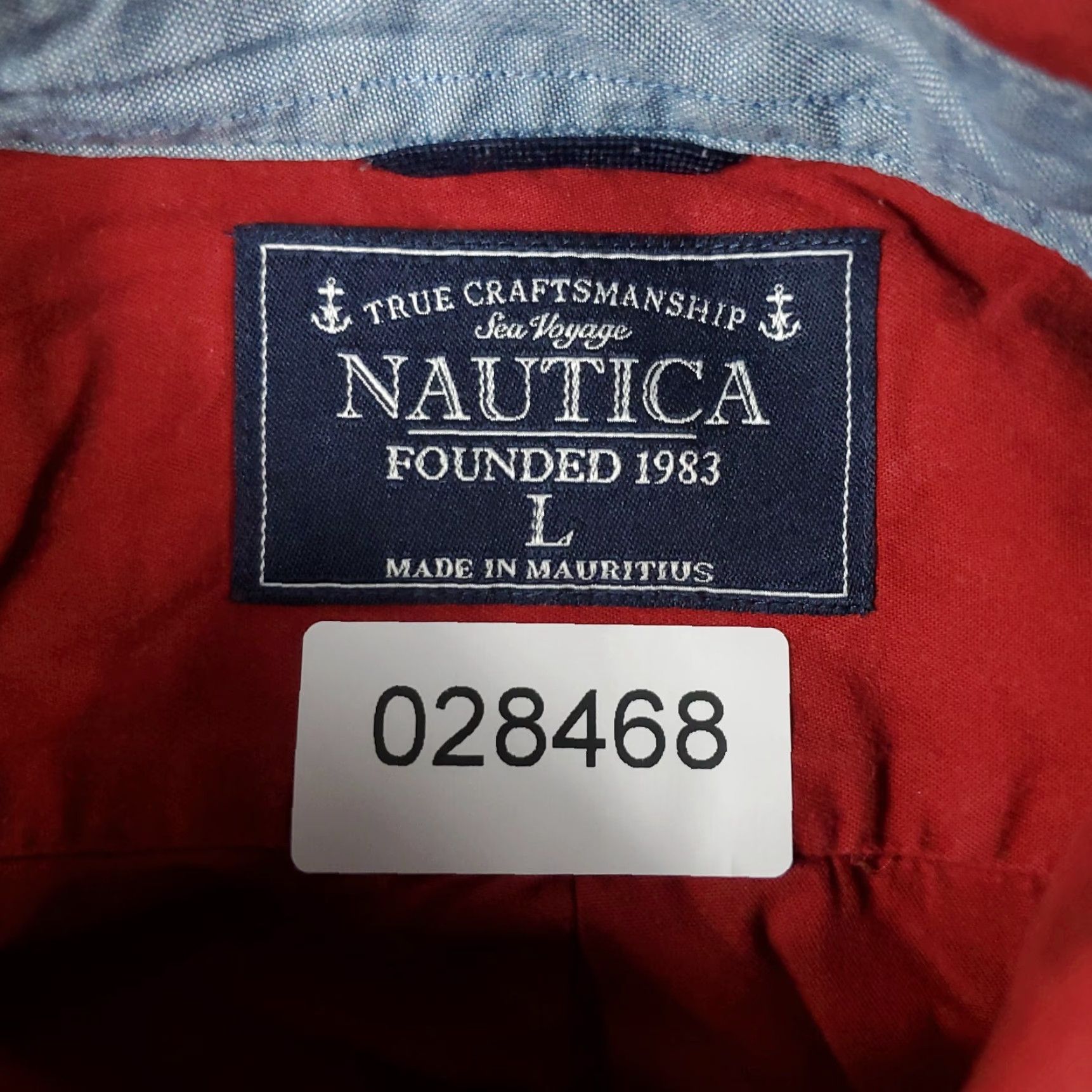 Nautica Nautica Shirt Men L Red Button-Up Long Sleeve Cotton Casual Mens Size US L / EU 52-54 / 3 - 8 Thumbnail