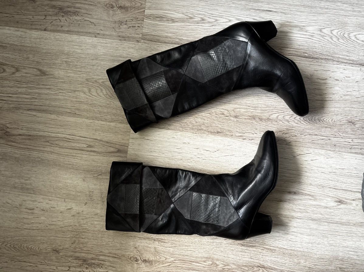 Bally Vintage Bally Patchwork Leather Knee High Boots Black Size US 6.5 / IT 36.5 - 6 Thumbnail