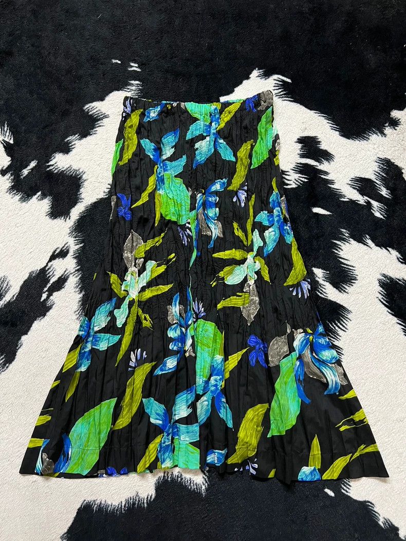 Issey Miyake Issey Miyake size:L Green plant pleated skirt Size 22" - 2 Thumbnail