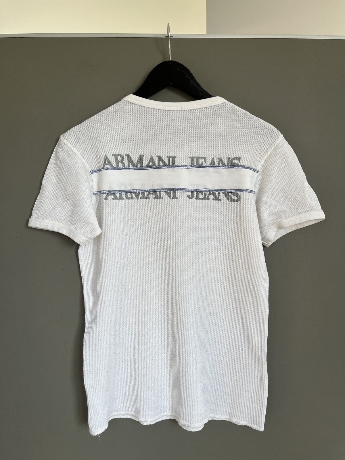 Giorgio Armani Vintage Armani Jeans Big Logo Waffle T-shirt Size US M / EU 48-50 / 2 - 6 Thumbnail