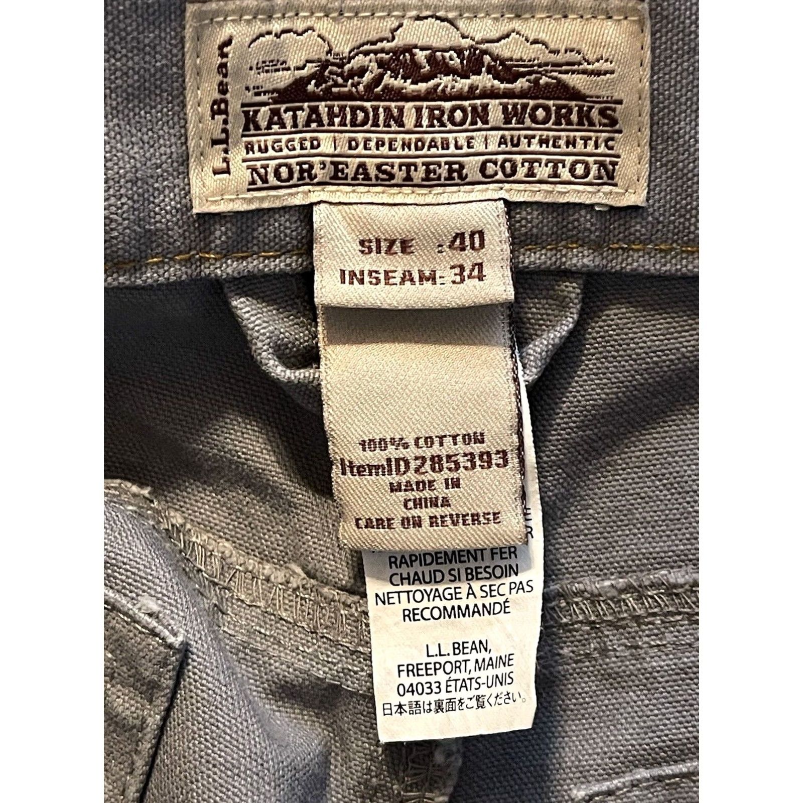 Vintage L.L. Bean Pants Men's 40x34 Gray Katahdin Iron Work Carpenter Double Knee Size US 40 / EU 56 - 4 Thumbnail