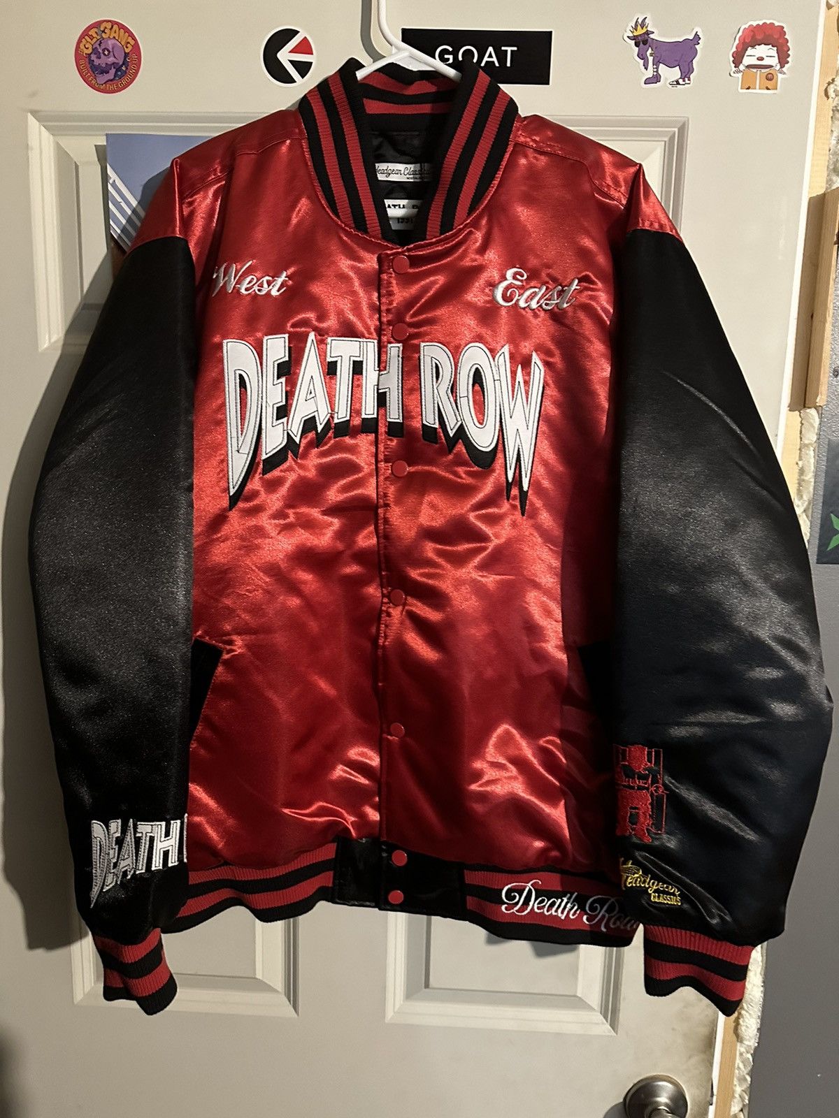 image of Death Row Records Death Row Satin Jacket-Red/black, Men's (Size XL)