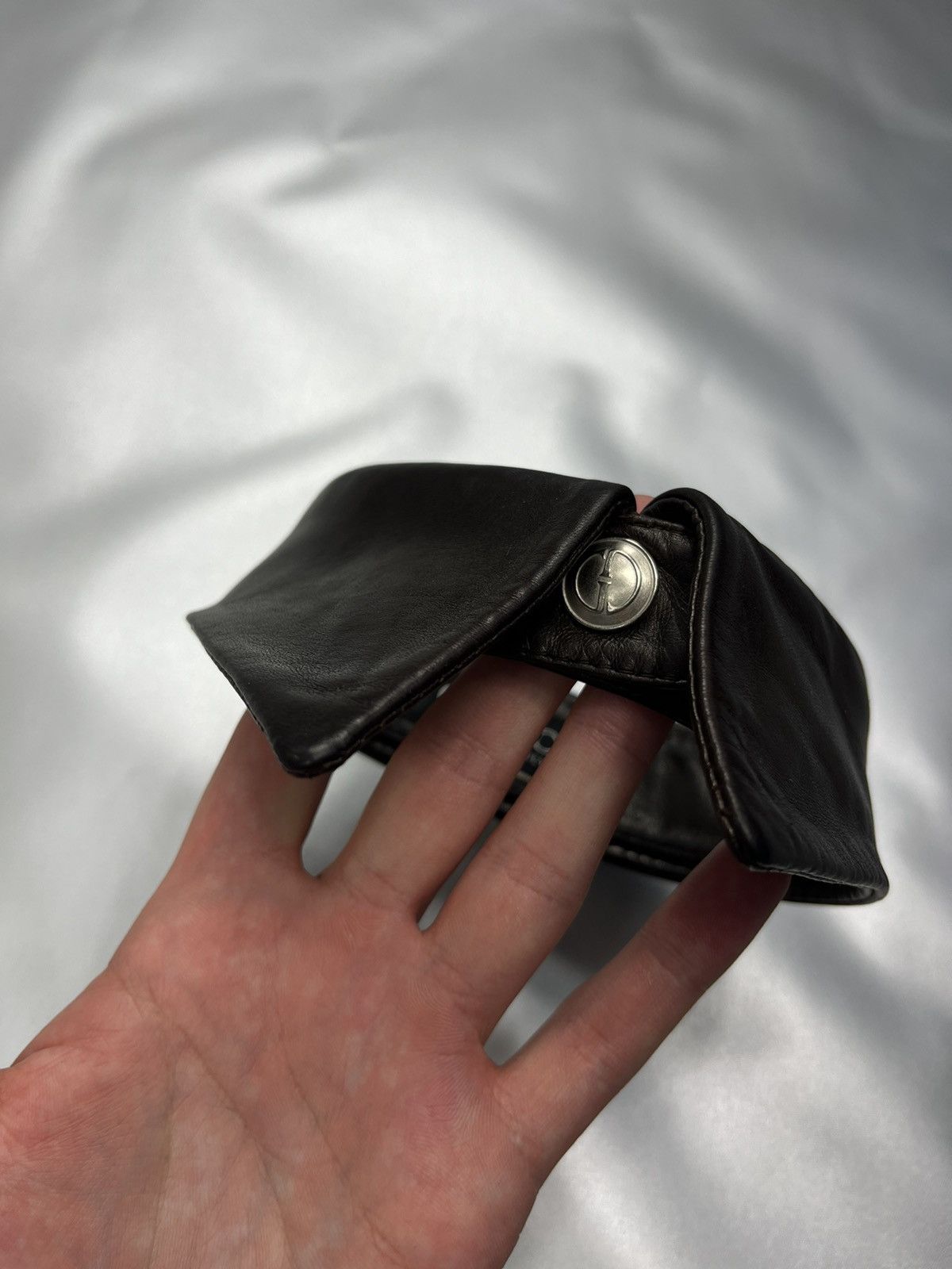 Gucci 💎90s Gucci Vintage Leather Shirt Collar Podium Size ONE SIZE - 3 Thumbnail