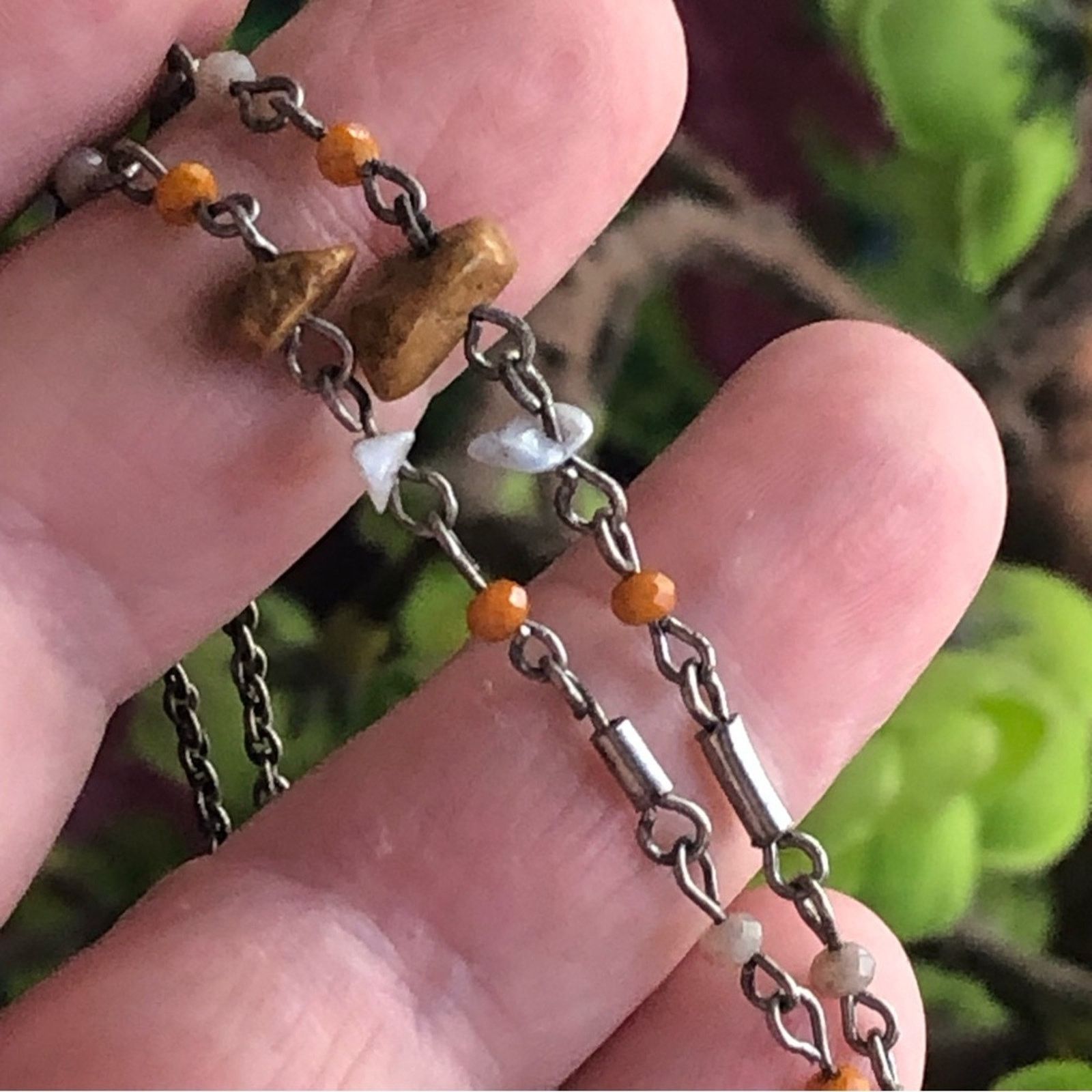 Jewelry Natural stone chip silver chain y necklace Size ONE SIZE - 6 Thumbnail
