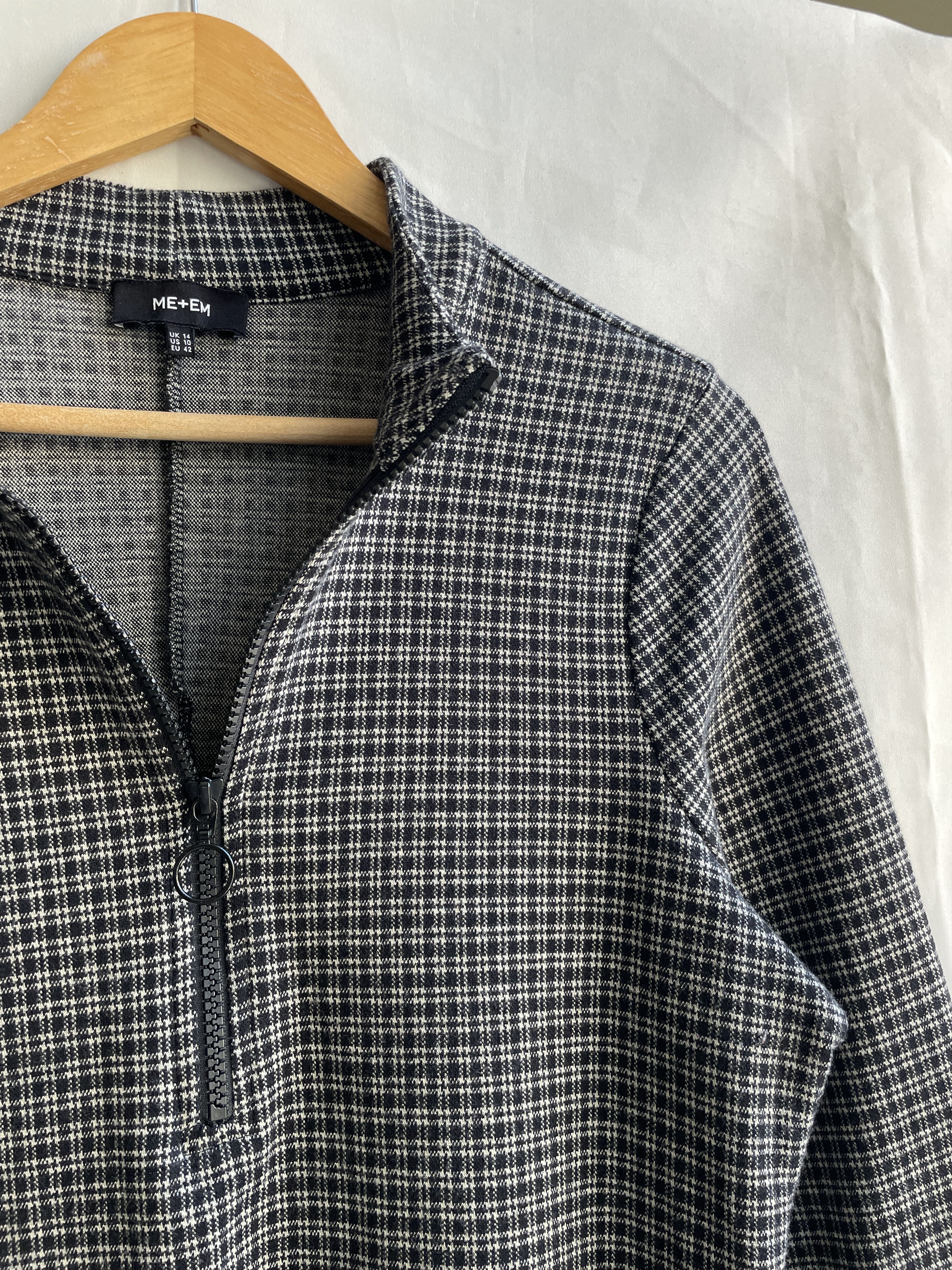 ME+EM Me+Em Ponte Check Half Zip Pullover Size UK 14/ US 10/EUR 42 Size L / US 10 / IT 46 - 5 Thumbnail
