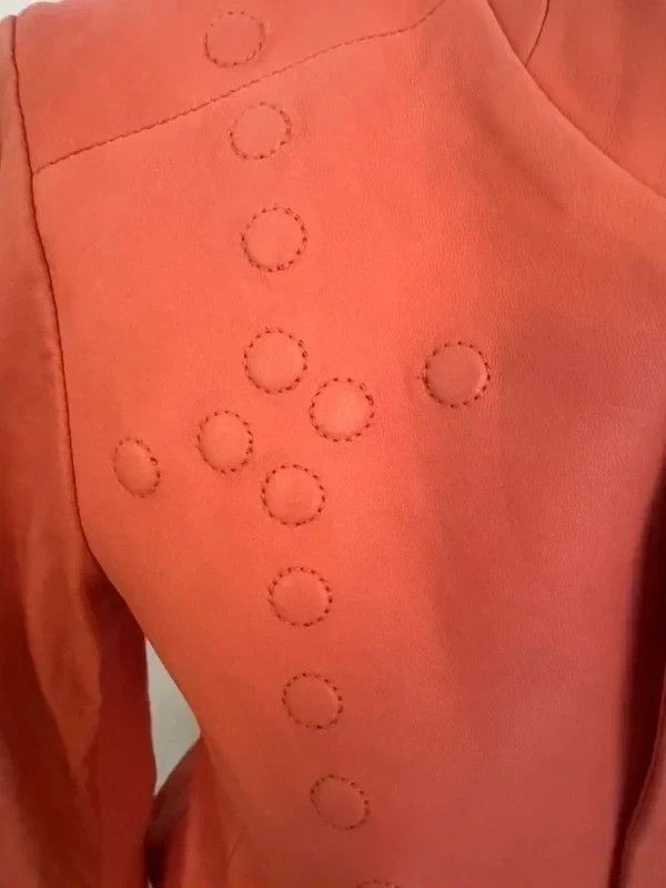 Diesel Women’s DIESEL Leather Jacket in a Vibrant Coral - S. M Size M / US 6-8 / IT 42-44 - 4 Thumbnail