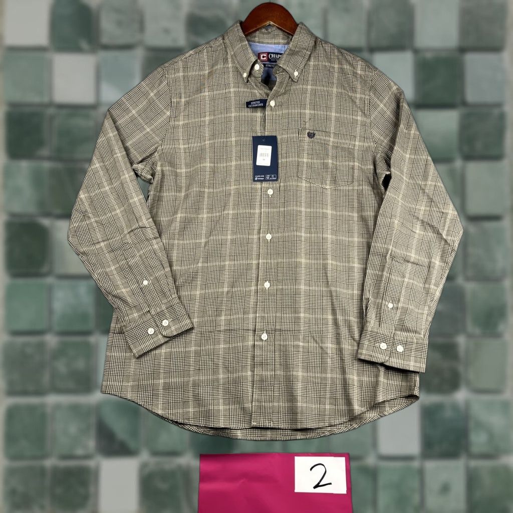 Chaps Chaps Glen Plaid Long Sleeve Button-Up Shirt Mens M Latte Cotton Stretch Regular Button-Down Vintage No NWT Size US M / EU 48-50 / 2 - 1 Thumbnail