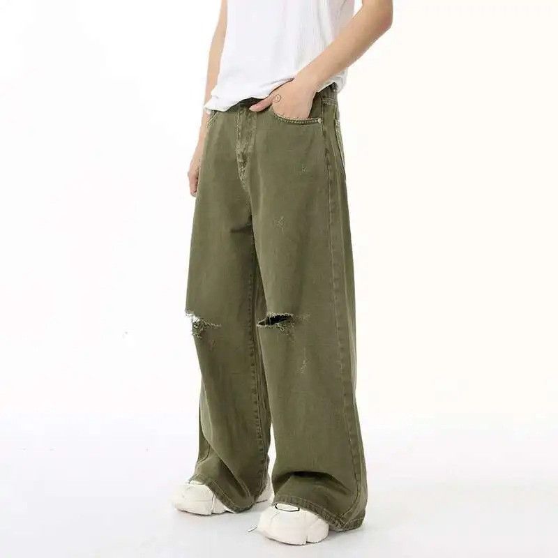 Jean Retro green ripped straight jeans Size US 32 / EU 48 - 3 Thumbnail