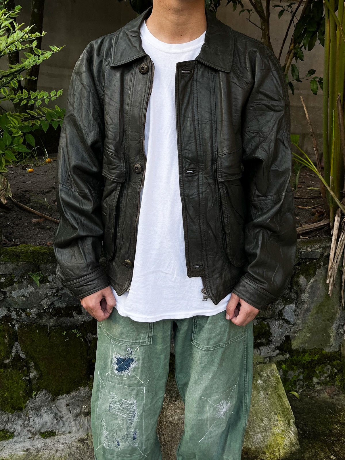 Alexander Julian 90’s Alexander Julian Type A-2 Flight Leather Jacket Size US L / EU 52-54 / 3 - 6 Thumbnail